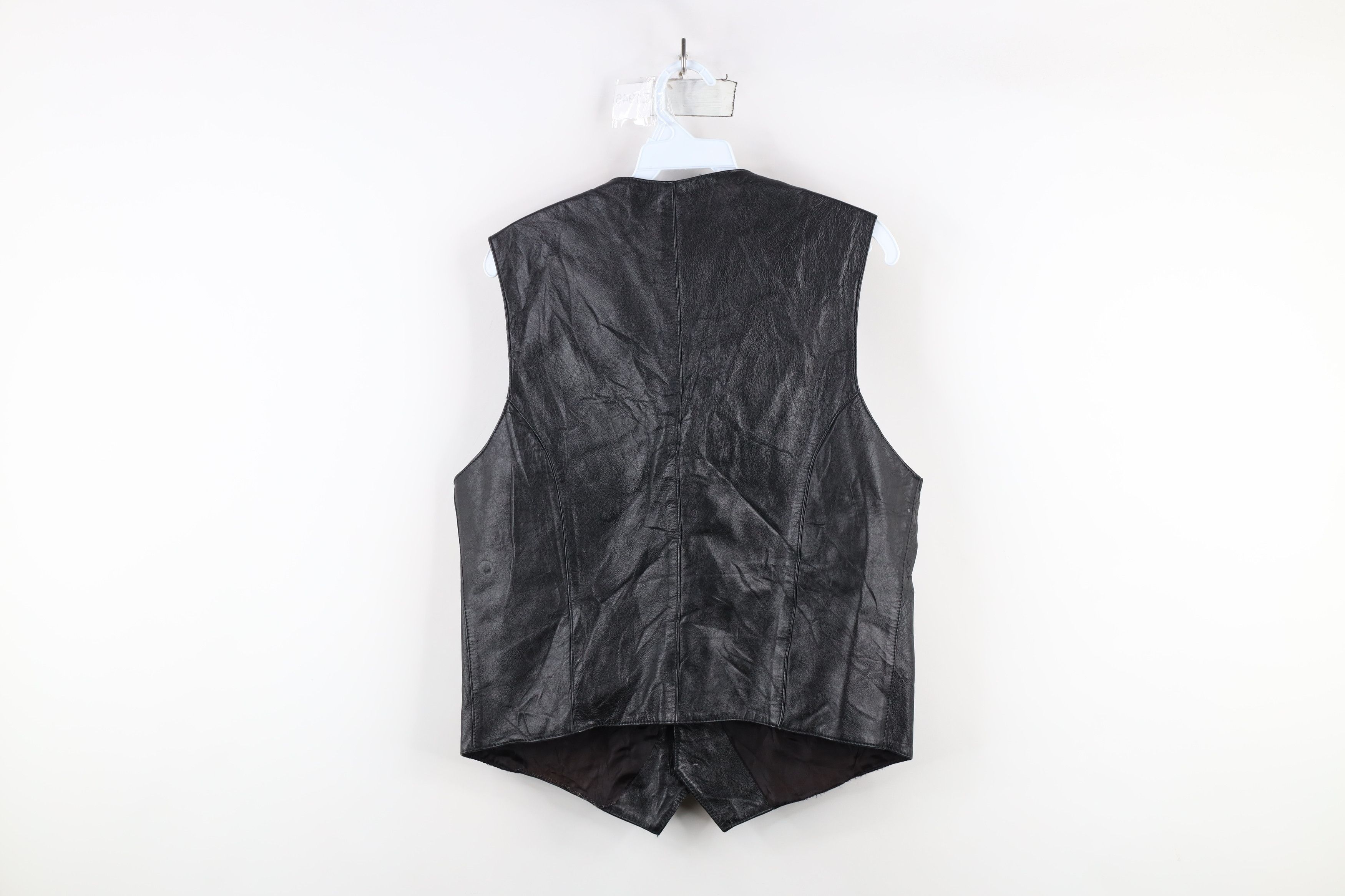 Vintage Vintage 60s 70s Streetwear Leather Button Vest Jacket Black Size US XL / EU 56 / 4 - 13 Thumbnail