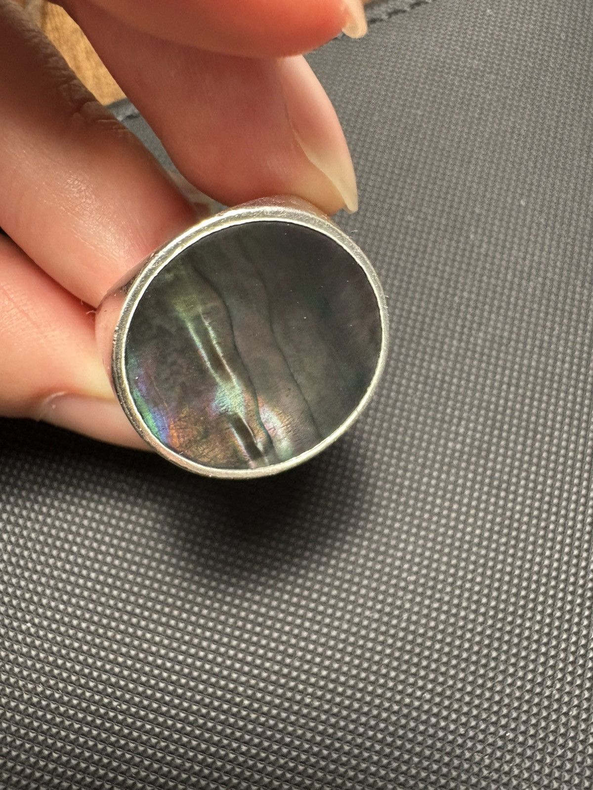 Tom Wood 925 Silver and Black Mother-of-Pearl Ring Size ONE SIZE - 6 Thumbnail