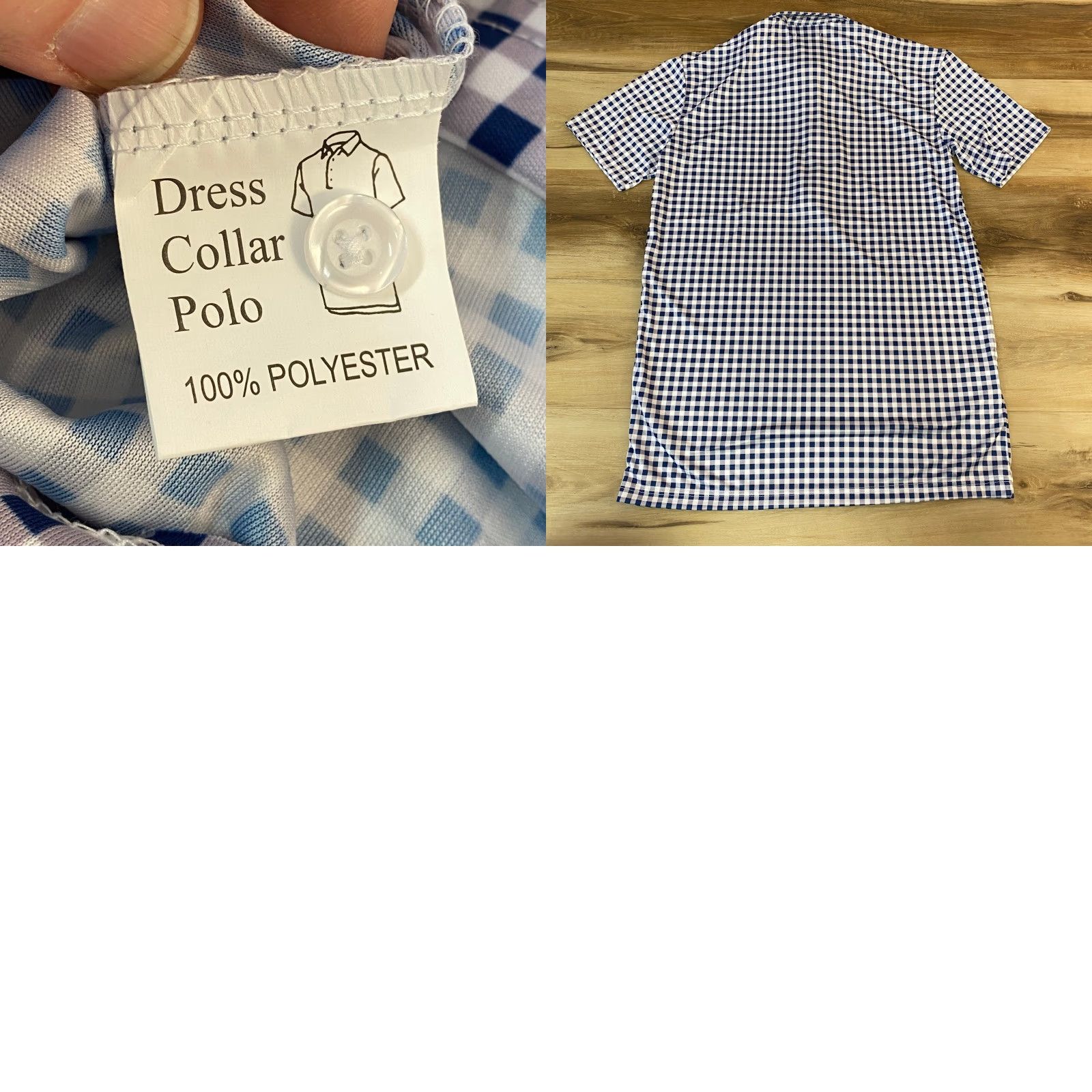 CO Collars & Co Mens Small Gingham Short Sleeve Button Down Dress Collar Polo Shirt Size 36R - 8 Thumbnail