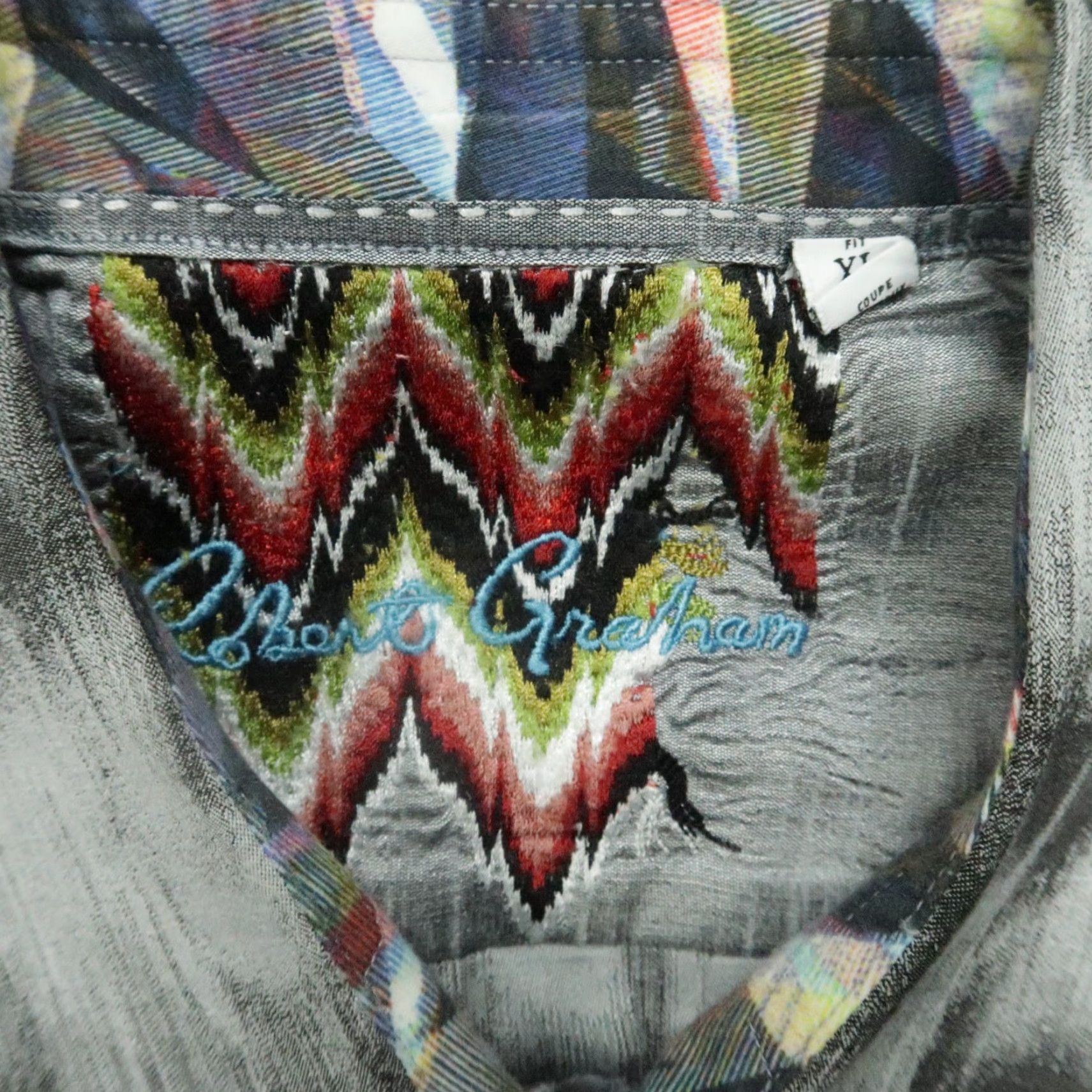 Robert Graham Robert Graham Shirt Mens XL Gray Abstract Flip Cuff Long Sleeve Button-Up Geometric 50 in Chest Regular Fit Vintage No Size US XL / EU 56 / 4 - 3 Thumbnail