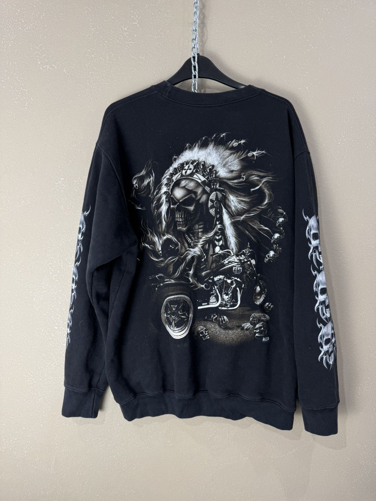 Vintage Vintage 1990 Crewneck Sweatshirt Wild Gear skull + moto Size US XL / EU 56 / 4 - 2 Thumbnail
