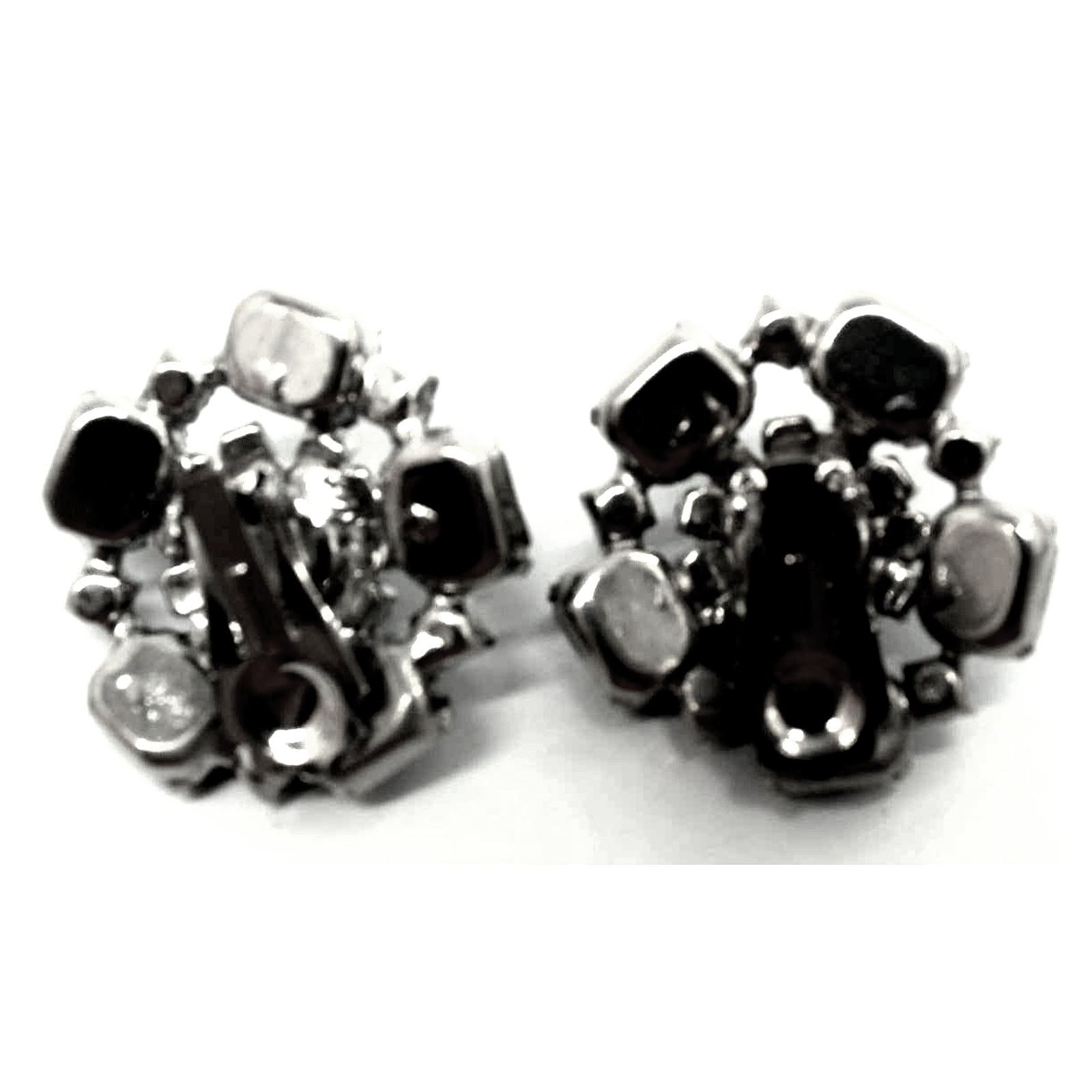 Other Vintage Dark & Light Blue Rhinestone Earrings • Clip-On Size ONE SIZE - 2 Thumbnail