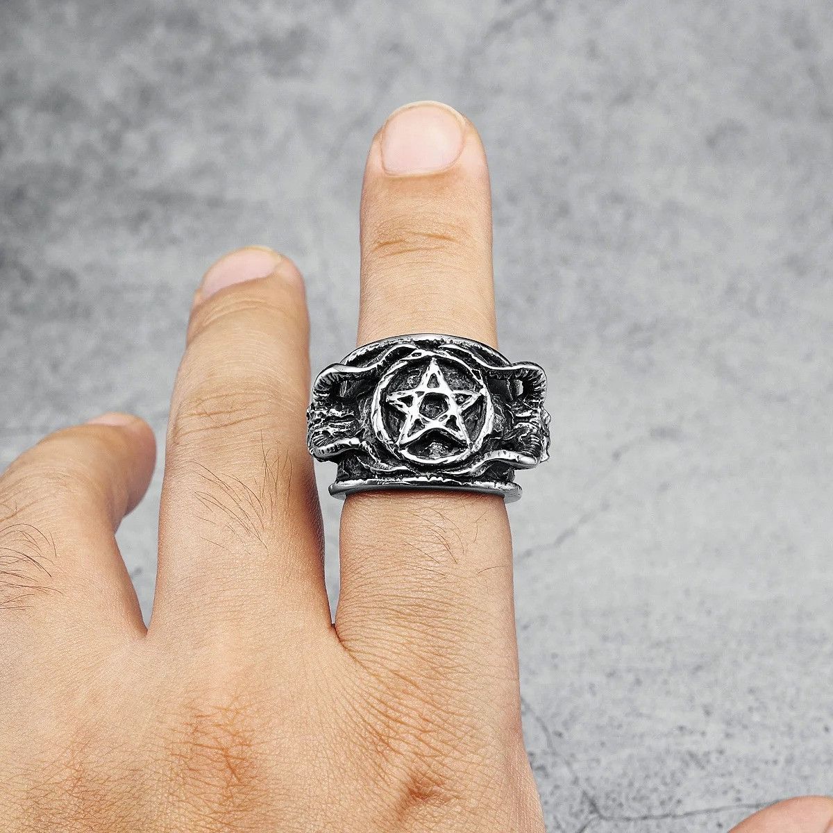 Jewelry Satan Pentagram Ring Streetwear Jewelry Fashion Gift Size ONE SIZE - 4 Thumbnail