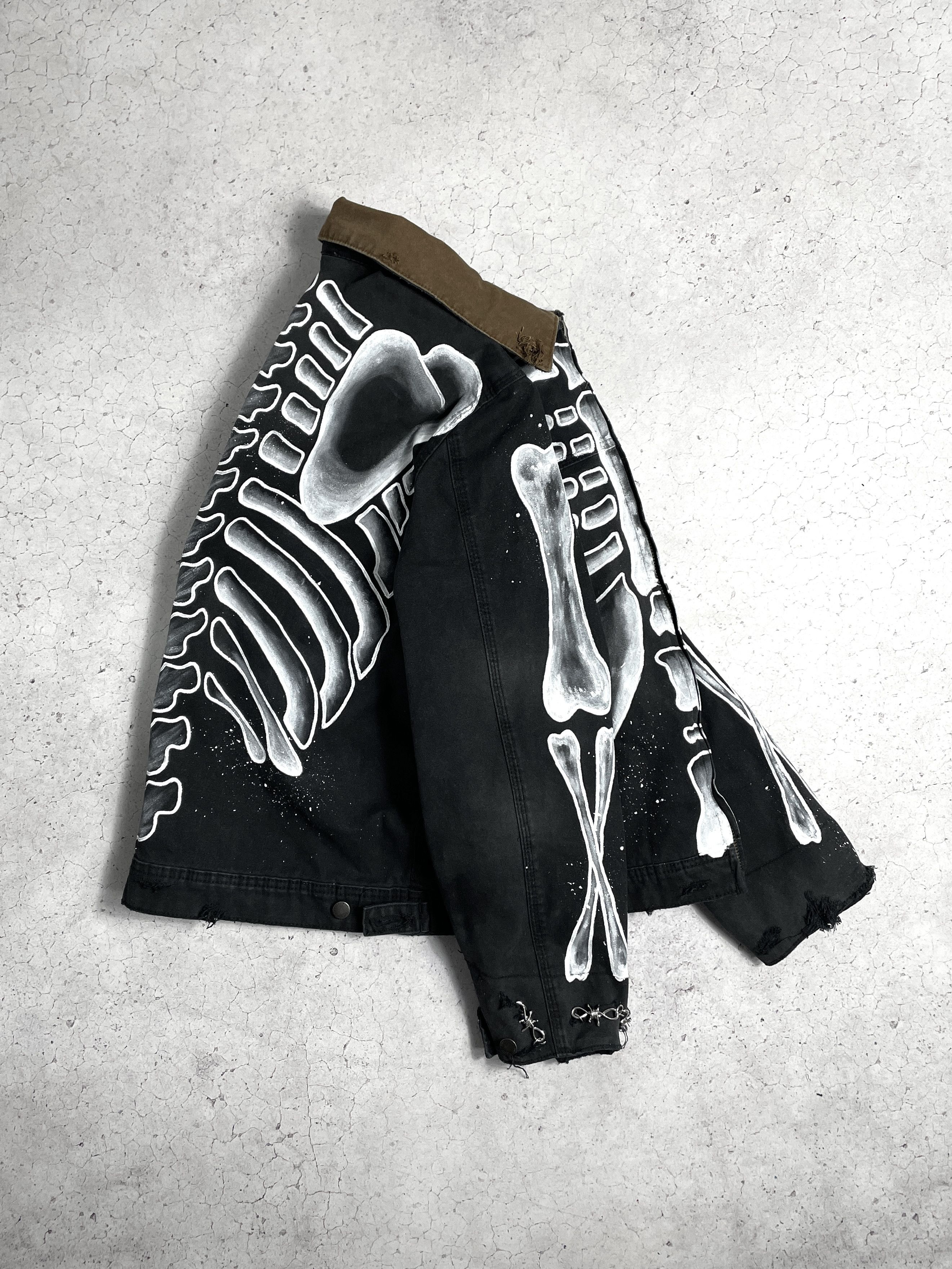 Other SKELETON 1OF1 HEAVY HAND PAINTED Y2K ROCK PUNK GOTHIC Size US XL / EU 56 / 4 - 6 Thumbnail