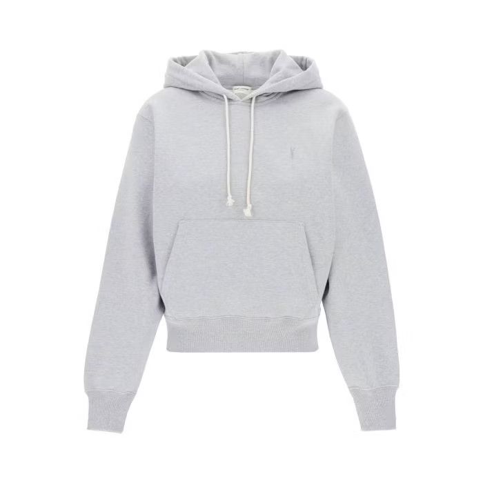image of Saint Laurent Paris O1S22I1N0524 Hooded Sweatshirt In Grey, Women's (Size Medium)
