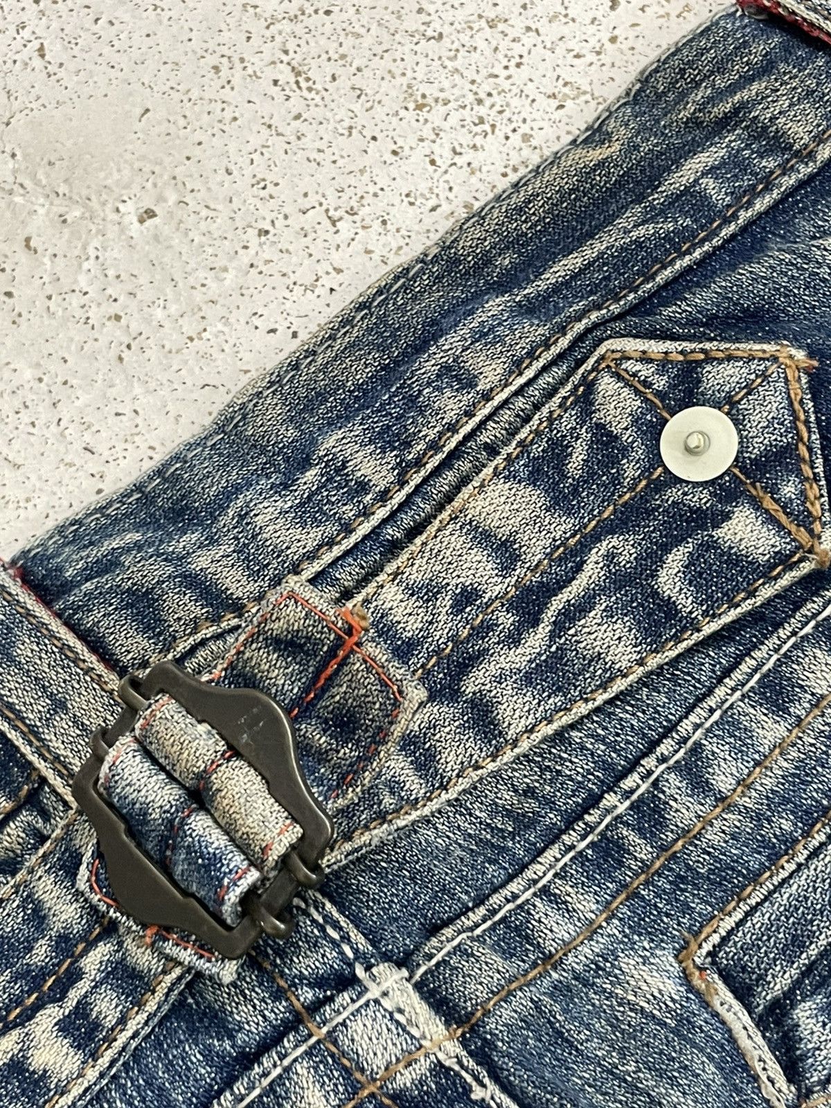 If Six Was Nine Raw Muddy Lightning Whisker Hard Stiching Buckle Back Denim Size US 30 / EU 46 - 23 Thumbnail