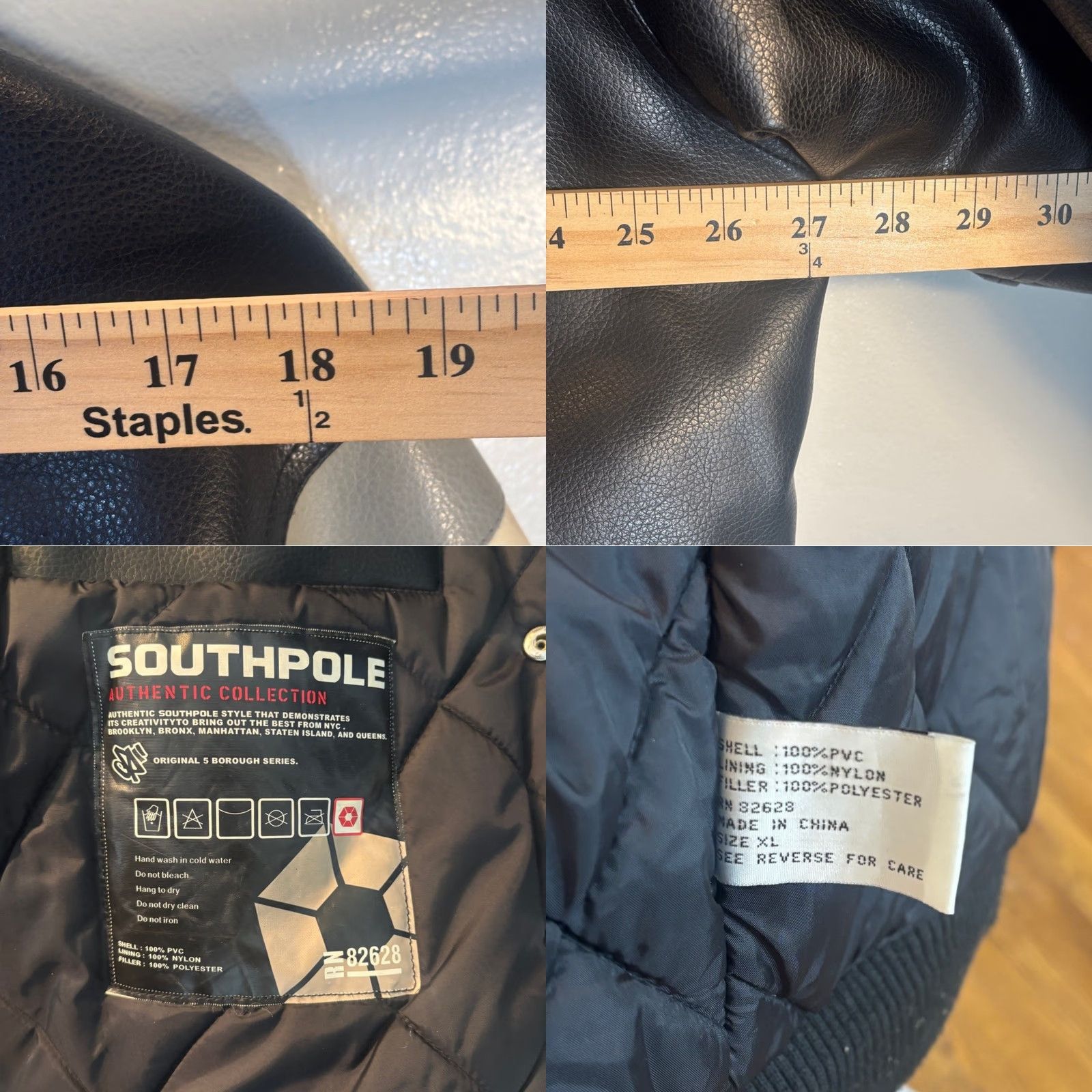 Southpole VINTAGE South Pole Authentic Collection Jacket Bomber Jacket Unisex Adults XL Black Leather-look PVC Urban 2000s Sportswear Mens Women? Size US XL / EU 56 / 4 - 8 Thumbnail