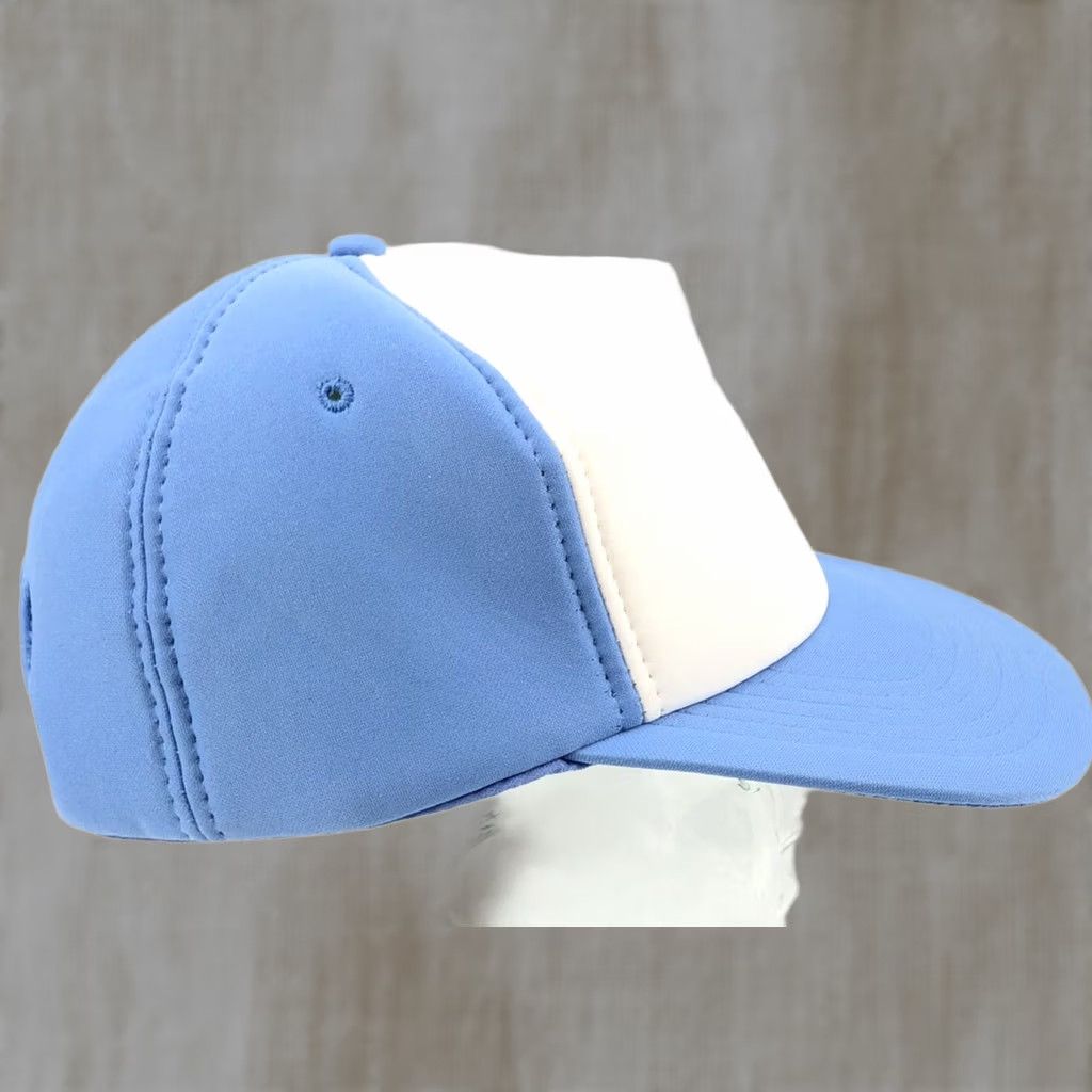 Vintage VINTAGE Blank Hat Blue White Trucker Cap Snap Back 80s 90s Plain Foam Adult Mens Size ONE SIZE - 1 Thumbnail