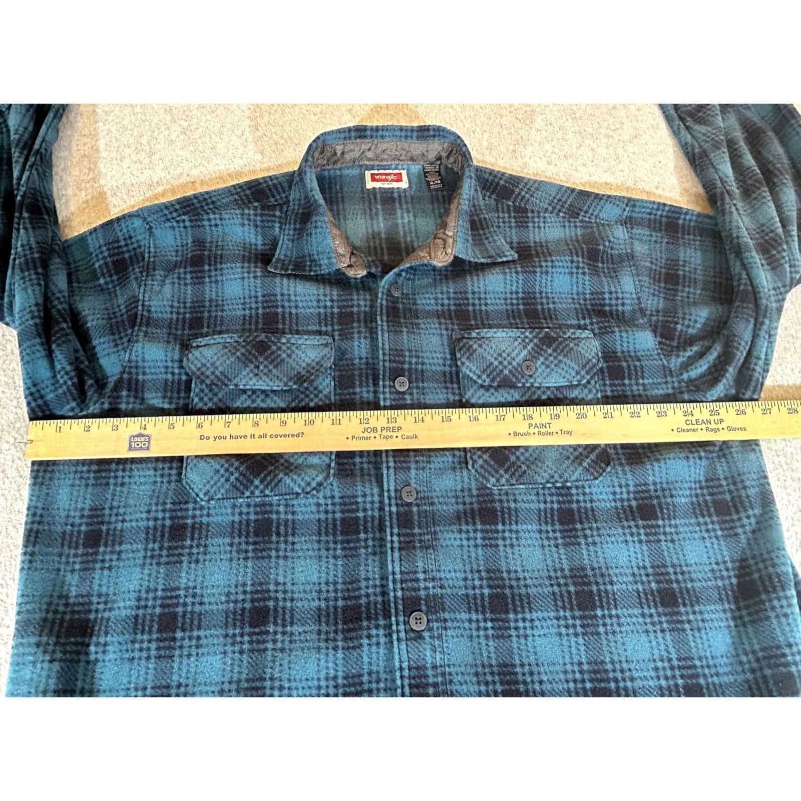 Wrangler Wrangler Flannel Shirt Mens XL Blue Plaid Button Shacket Jacket Workwear Outdoor Size US XL / EU 56 / 4 - 3 Thumbnail