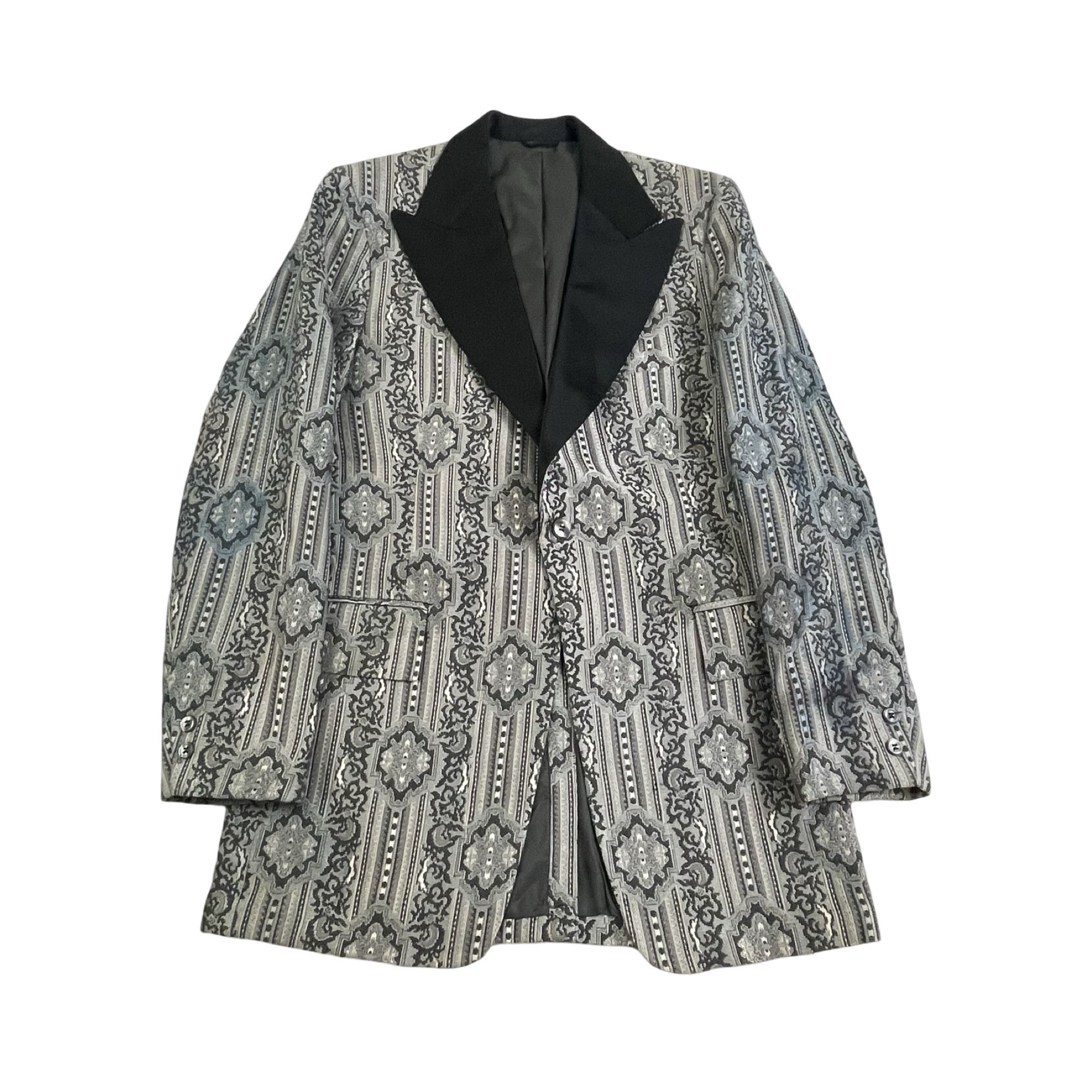 Vintage Vintage 1950s Silver Print Tuxedo Jacket Mens Size 39L Size 38L - 1 Thumbnail