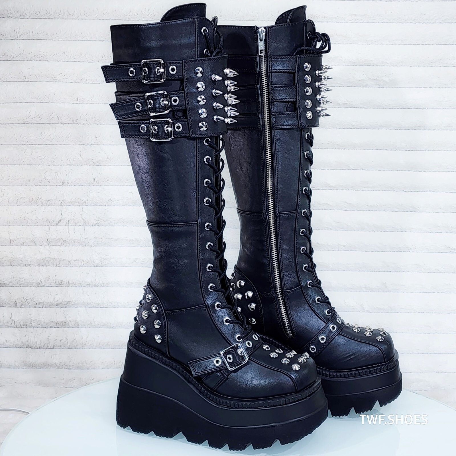 Other DEMONIA Shaker 225 Black Matte Platform 4.5" Wedge Heel Spik Size US 12 / IT 42 - 1 Thumbnail