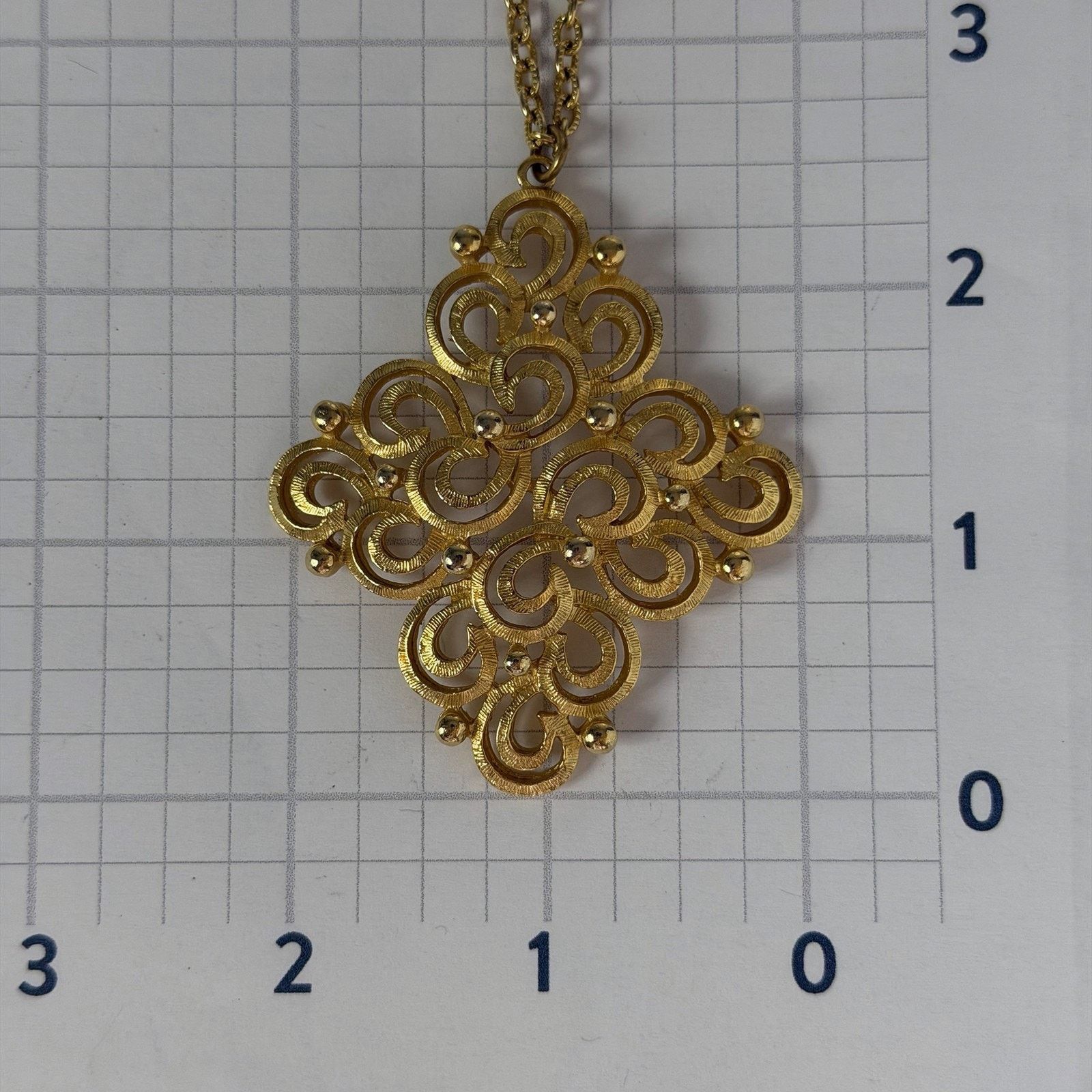Other VTG 1970s Gold-Tone Filigree Diamond-Shaped Pendant Necklace Size ONE SIZE - 7 Thumbnail