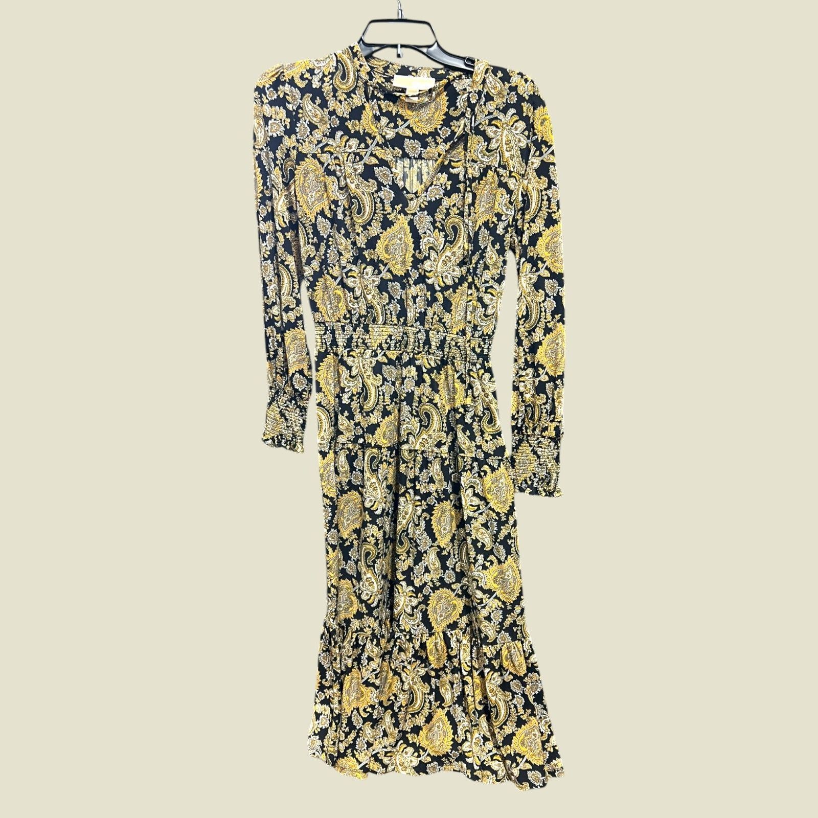 Michael Kors Boho Paisley Print Midi Dress W/ Long Sleeves & Smocked Wais Size M / US 6-8 / IT 42-44 - 1 Thumbnail