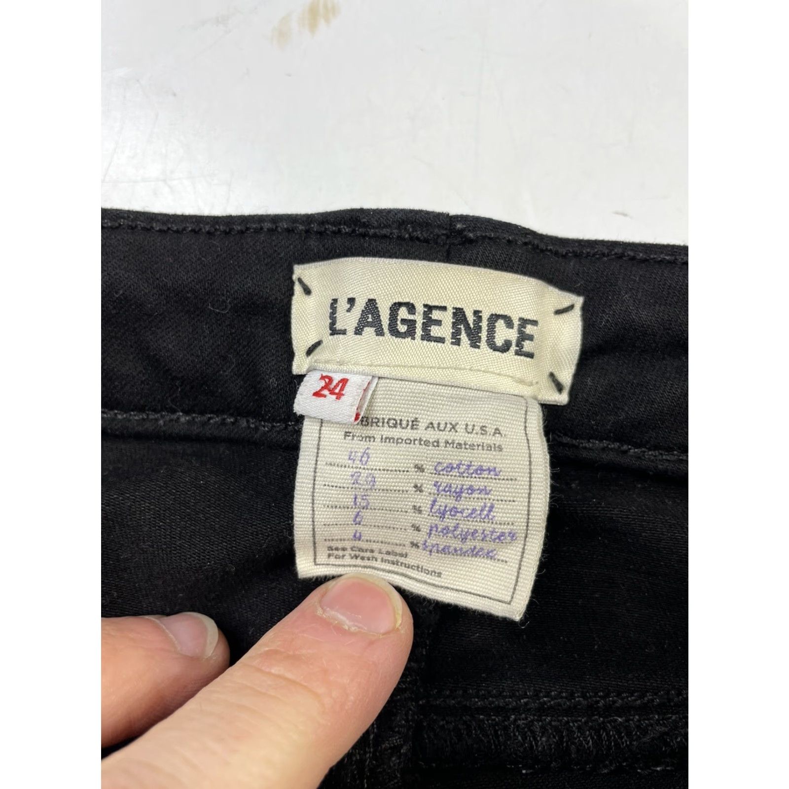 L'AGENCE L'Agence Andrea High Rise Slim Straight Ankle Zip Jeans Women's 24 Noir Black Size 42" / US 20 - 2 Thumbnail