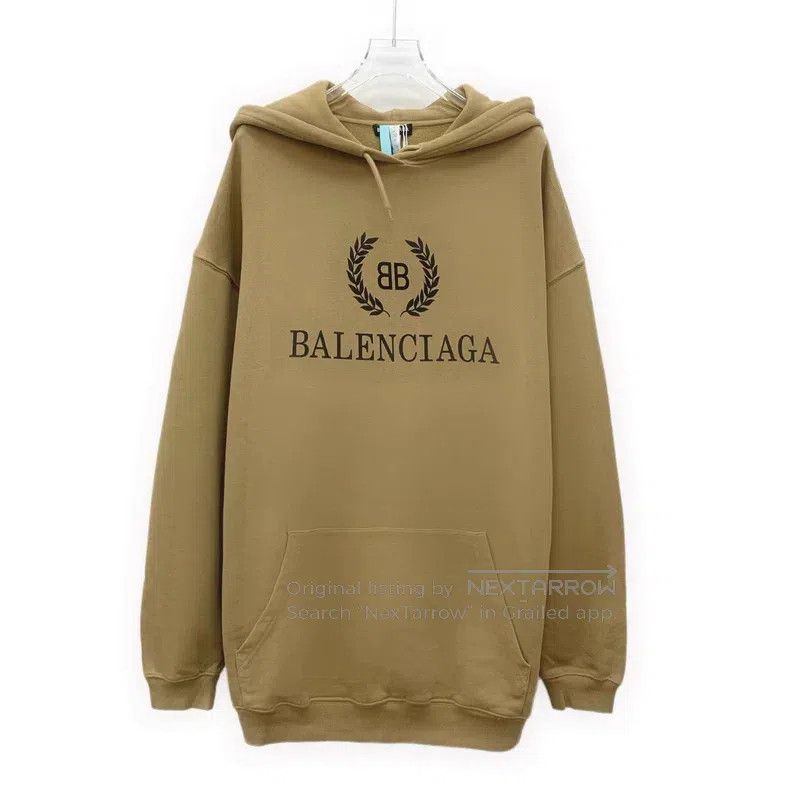 Balenciaga Balenciaga Brown Logo Letter Print Cotton Hooded Long Slee Size US XL / EU 56 / 4 - 1 Thumbnail
