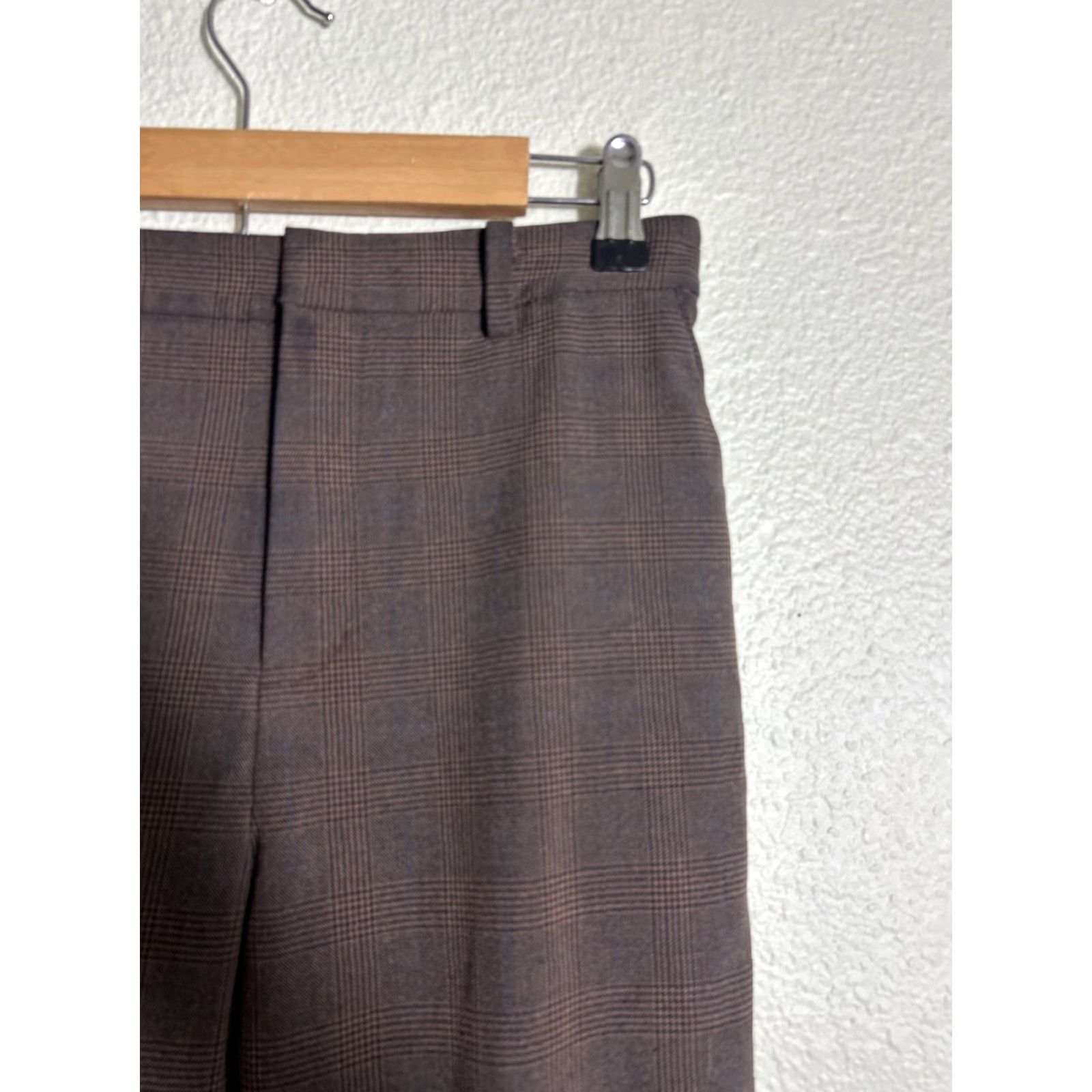 Uniqlo VINTAGE Uniqlo Women's Small Brown Plaid Dress Pants Polyester 27x27 Size 28" / US 6 / IT 42 - 4 Thumbnail