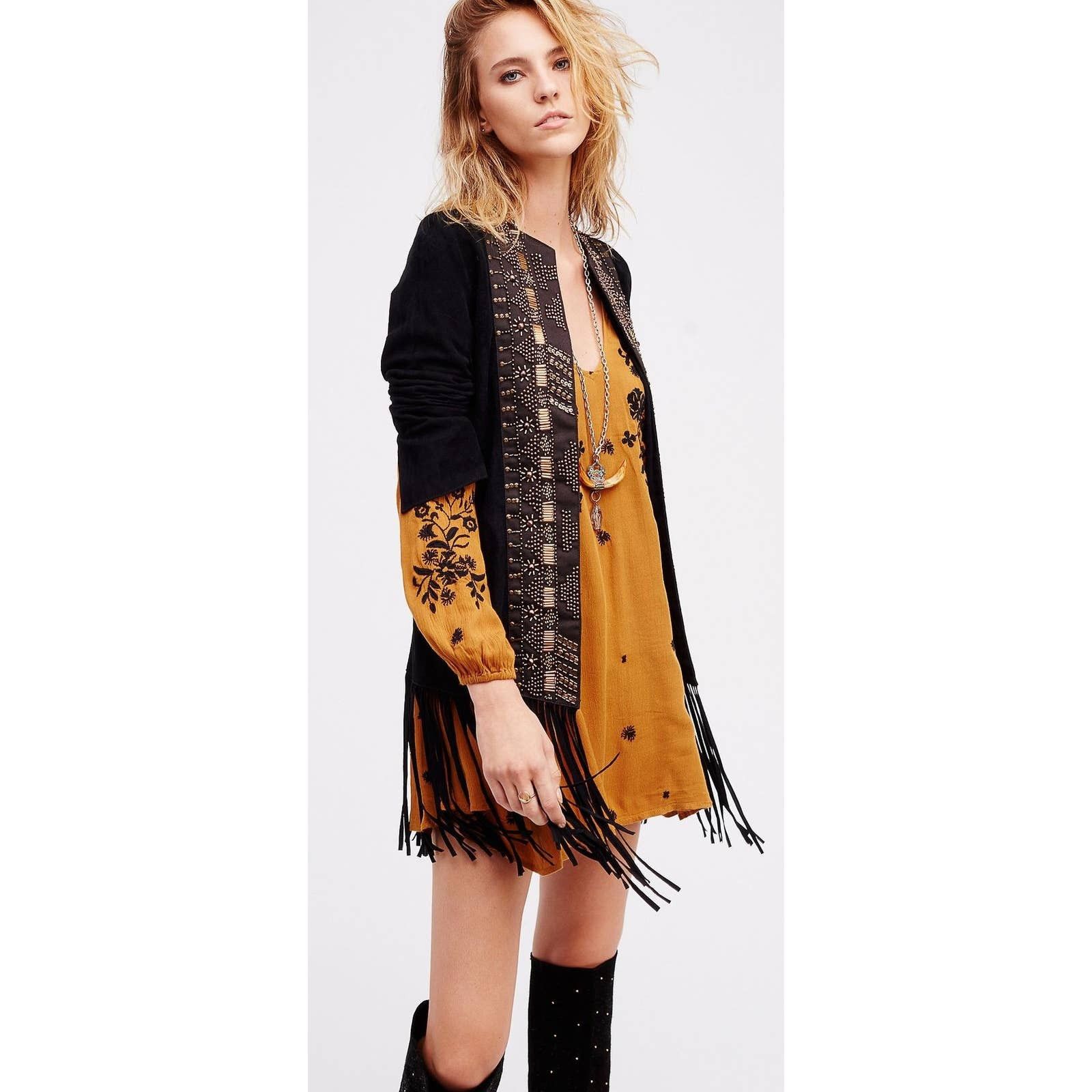 Free People New Free People CLEOBELLA Taylor Jacket $739 FRINGED SUEDE Size S / US 4 / IT 40 - 1 Thumbnail