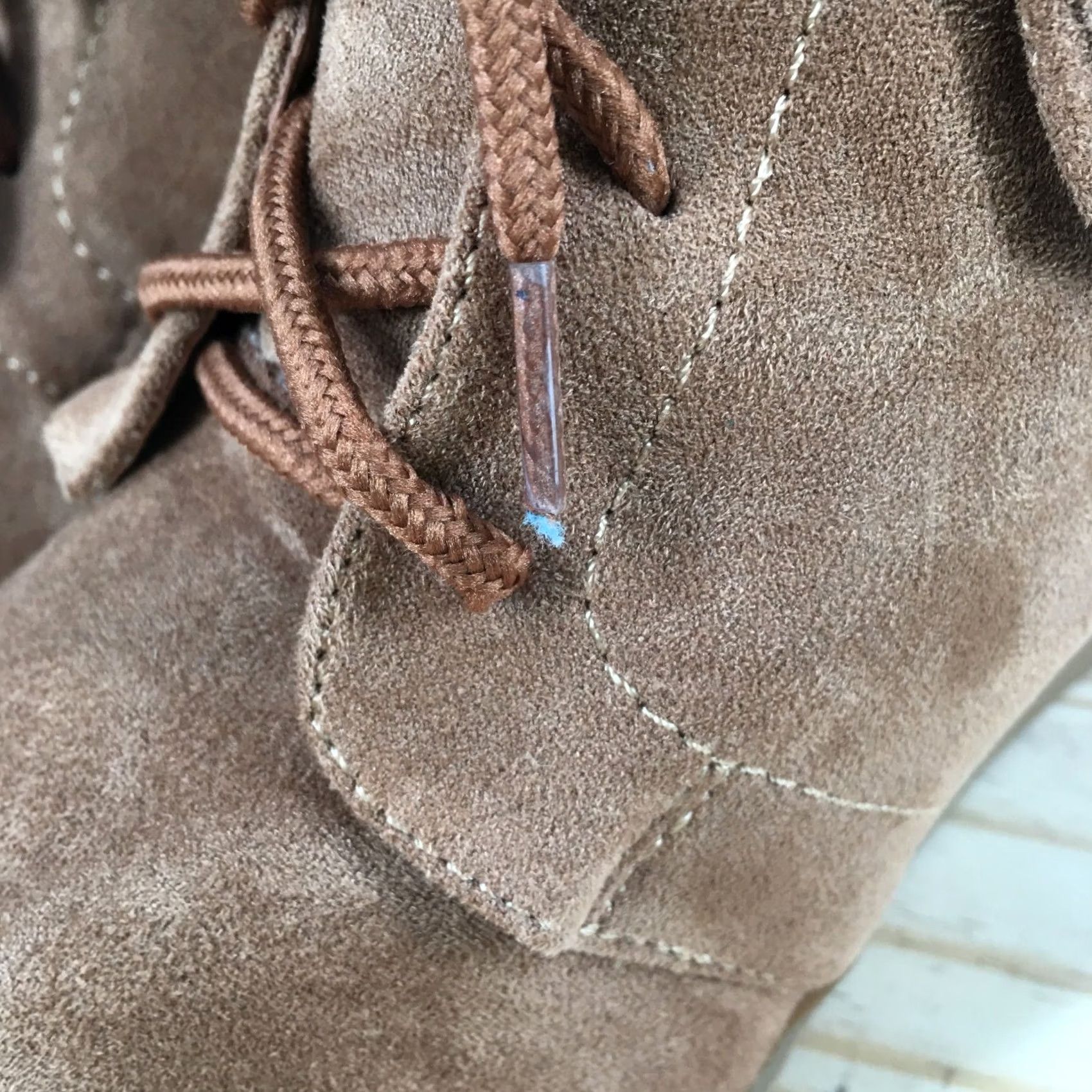 Nautica Nautica Brown Fabric Rendon Ankle Booties Lace Up Wedge Heels Womens 9 Size US 9 / IT 39 - 3 Thumbnail