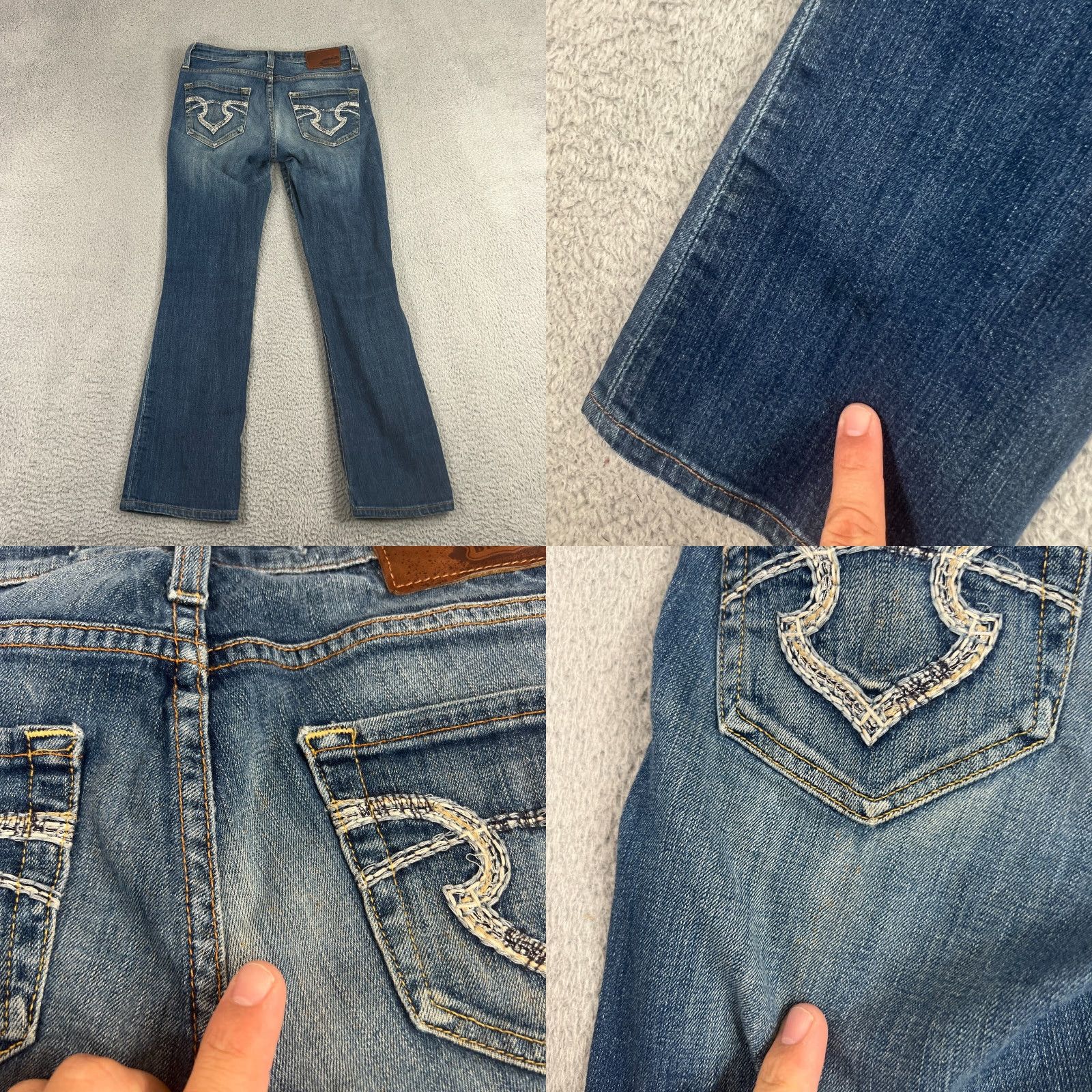 Vintage VINTAGE BIG STAR Women’s Skinny Flare Jeans Size 28 Medium Wash Blue Embroidered Stars Size 28" / US 6 / IT 42 - 8 Thumbnail