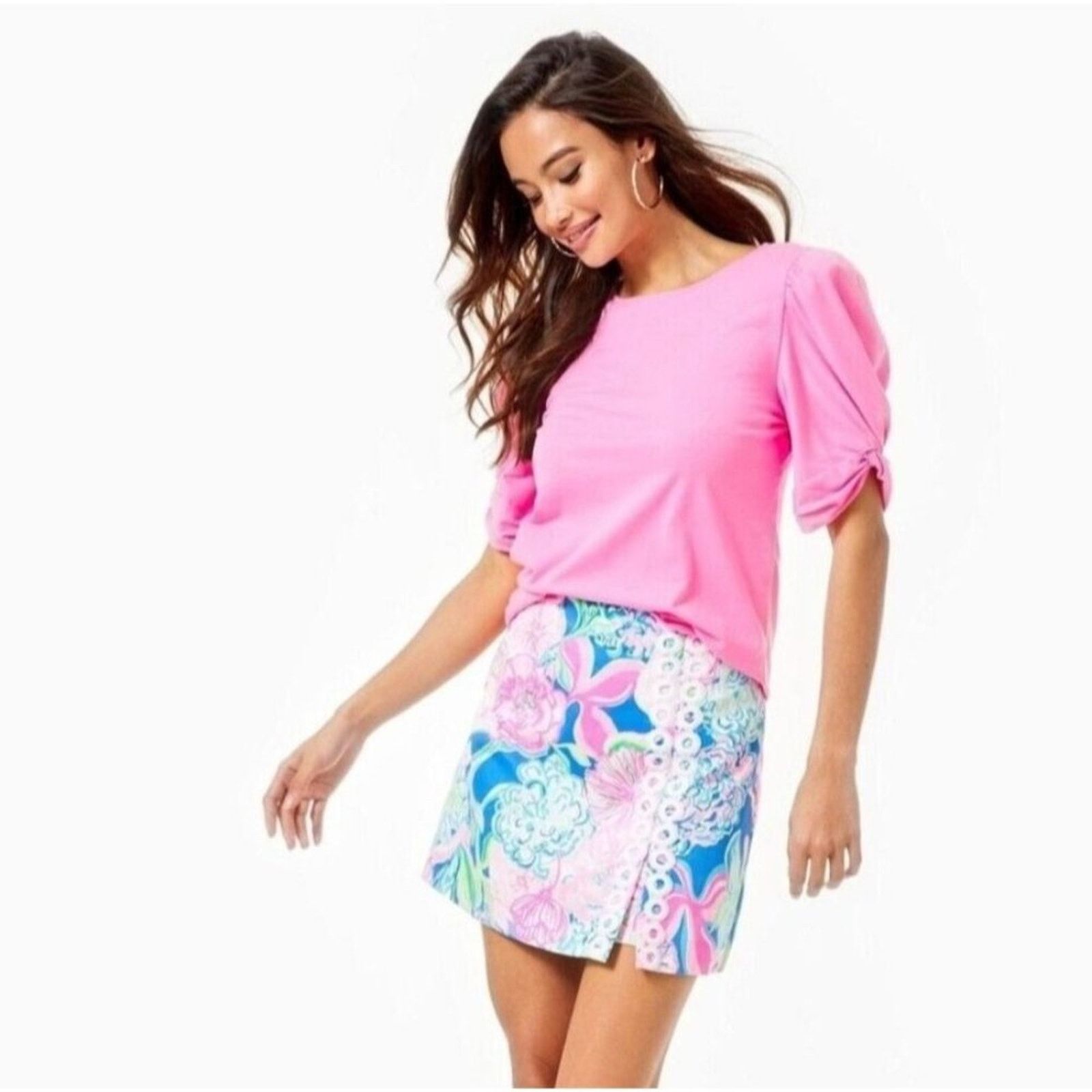 Lilly Pulitzer Lilly Pulitzer Elisabette Top Prosecco Pink Ruched Sleeve M Size M / US 6-8 / IT 42-44 - 2 Thumbnail