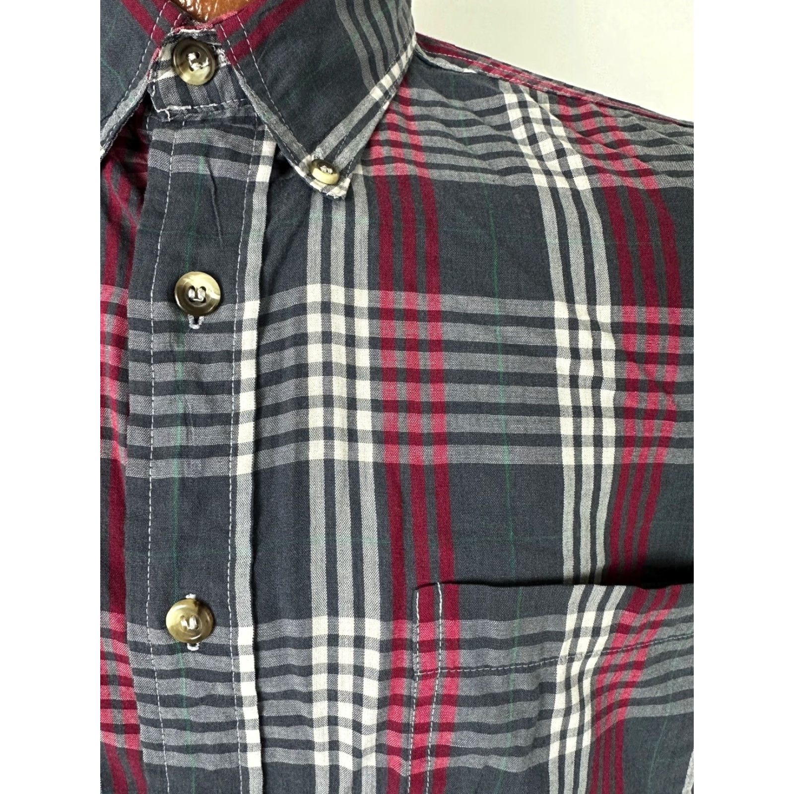 Vintage VINTAGE Sundays Button-Up Shirt Mens M Gray Plaid 90s Lightweight Casual Retro Size US M / EU 48-50 / 2 - 6 Thumbnail