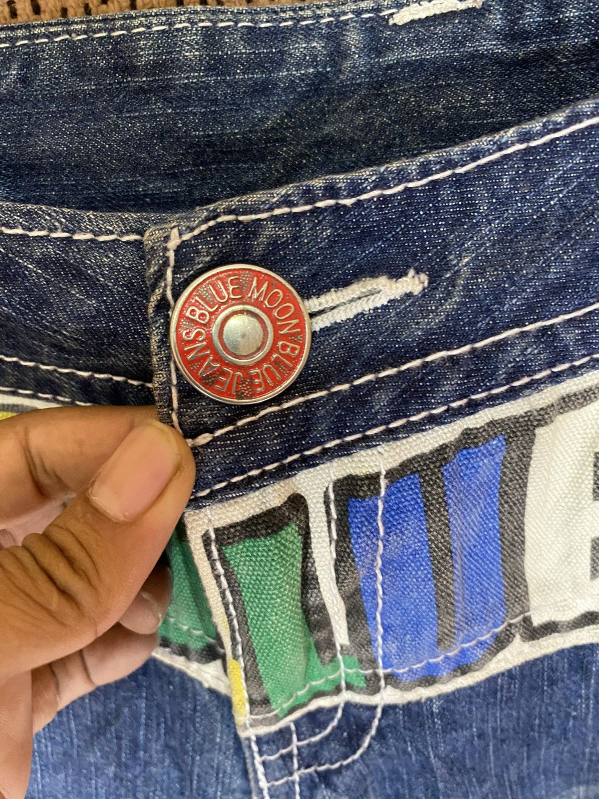 If Six Was Nine × Japanese Brand × Seditionaries ‼️BLUE MOON FLARED DENIM SPELLOUT VERY NICE DESIGN‼️ Size US 36 / EU 52 - 4 Thumbnail