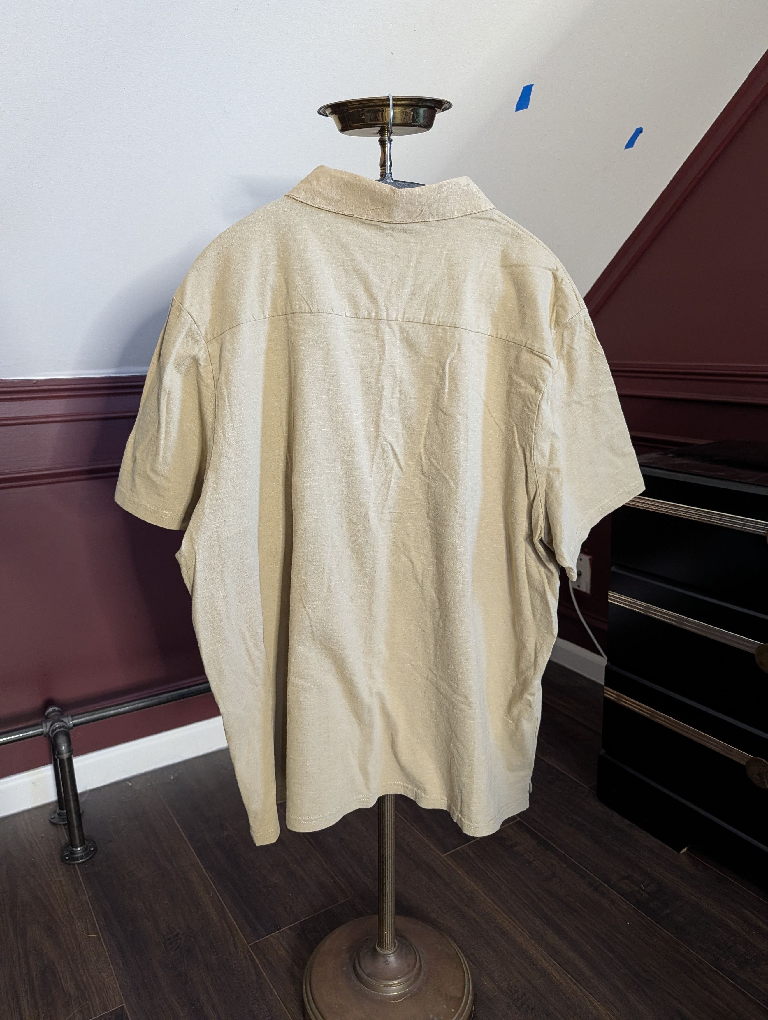 Onia Beige natural fiber textured polo shirt Size US XXL / EU 58 / 5 - 8 Thumbnail