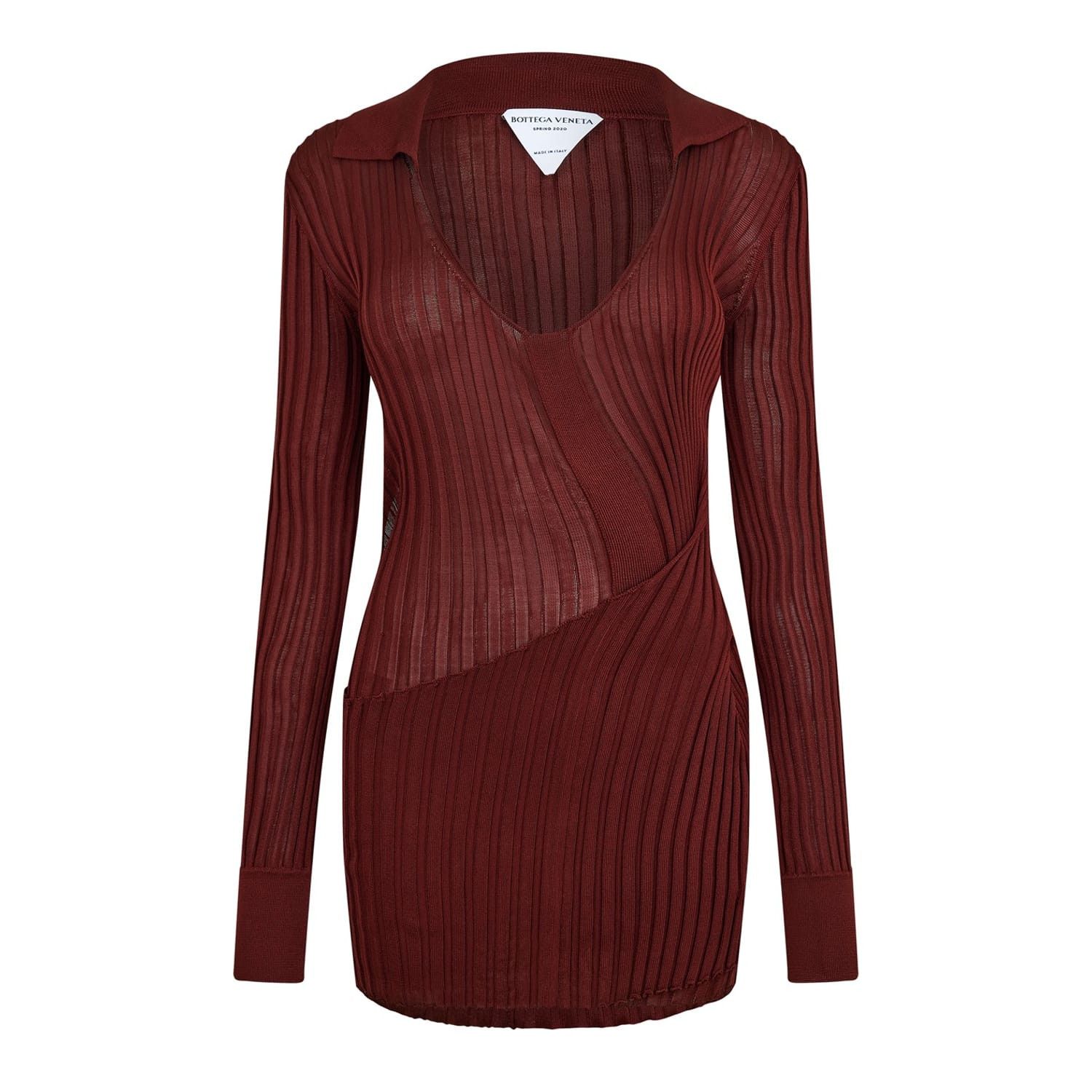 Bottega Veneta Bottega Veneta V-Neck Slim Fit Long Sleeve Sweater in Brown Size XS / US 0-2 / IT 36-38 - 1 Thumbnail
