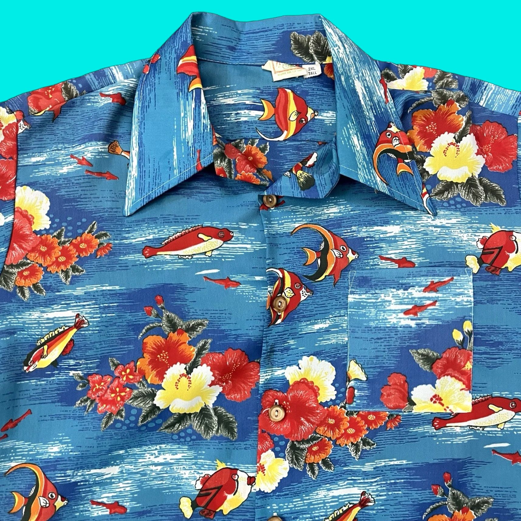 Vintage VINTAGE Corzini Hawaiian Shirt Mens 2XL Aloha Button-Up Short Sleeve Camp Collar Tropical 70s 80s Men's Size US XXL / EU 58 / 5 - 1 Thumbnail