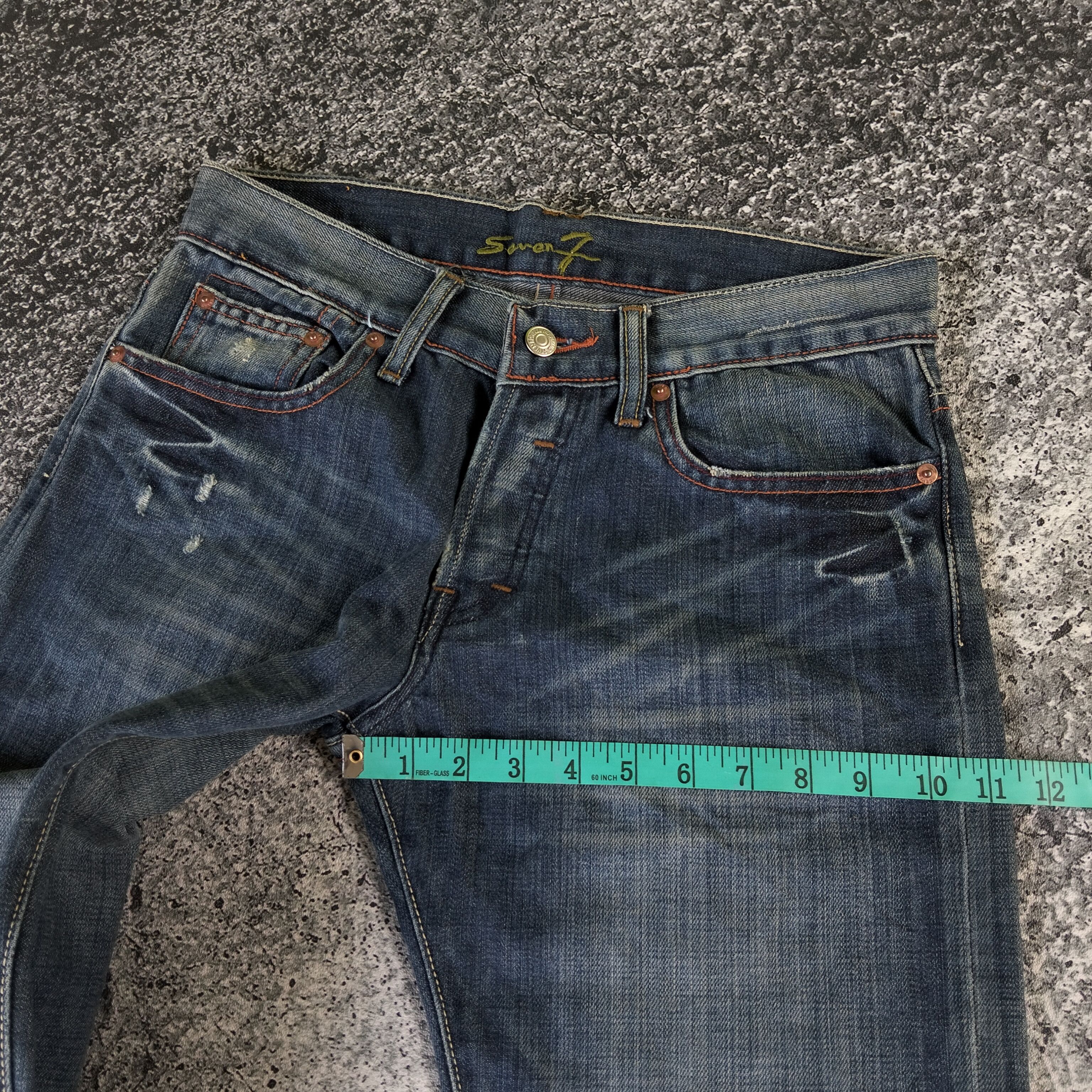 7 For All Mankind 7 For All Mankind Flared Button Fly Blue Wash Faded Jeans Size US 30 / EU 46 - 17 Thumbnail