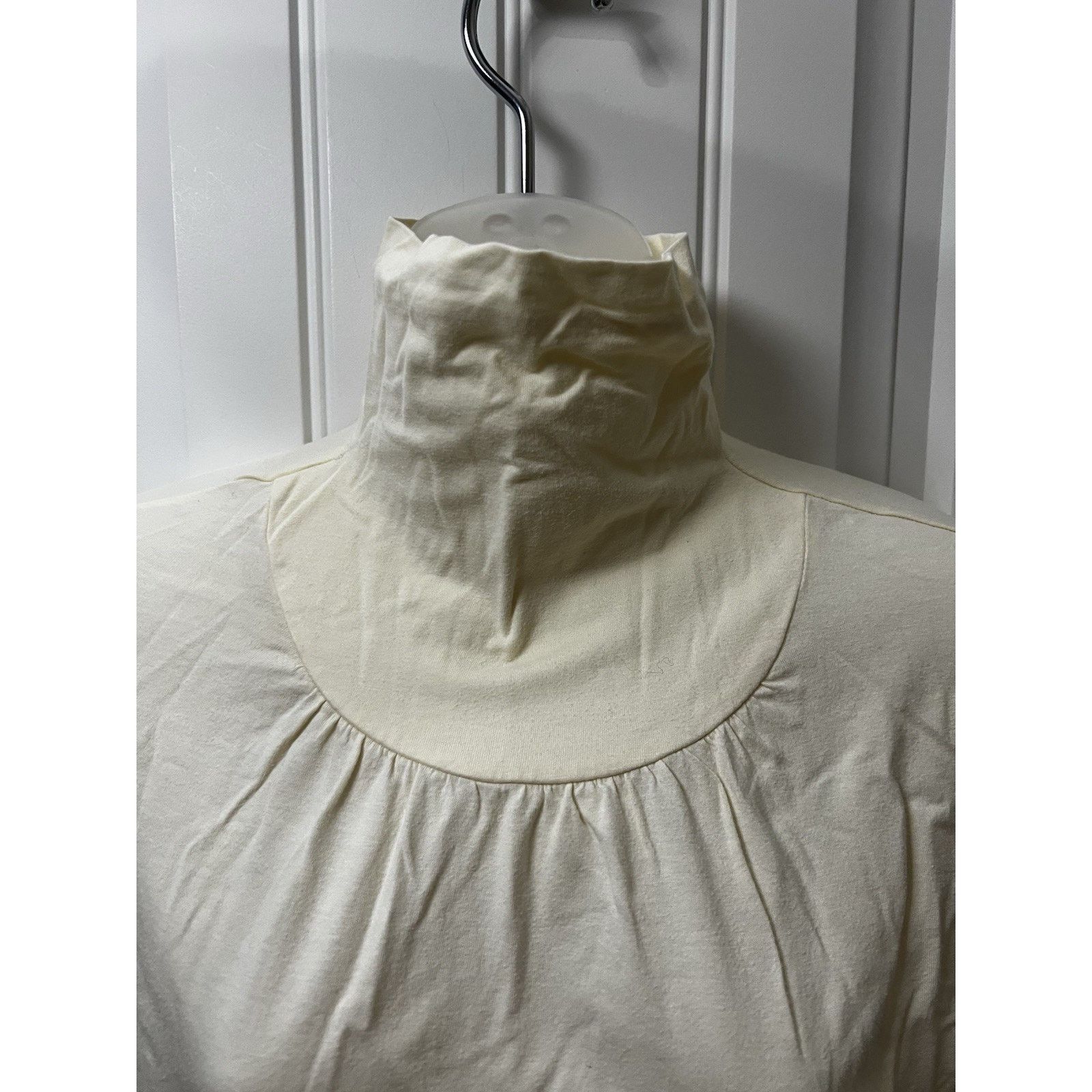 Talbots High Neck Top Ruched Long Sleeve Stretch Back Zipper Blouse Size M / US 6-8 / IT 42-44 - 4 Thumbnail