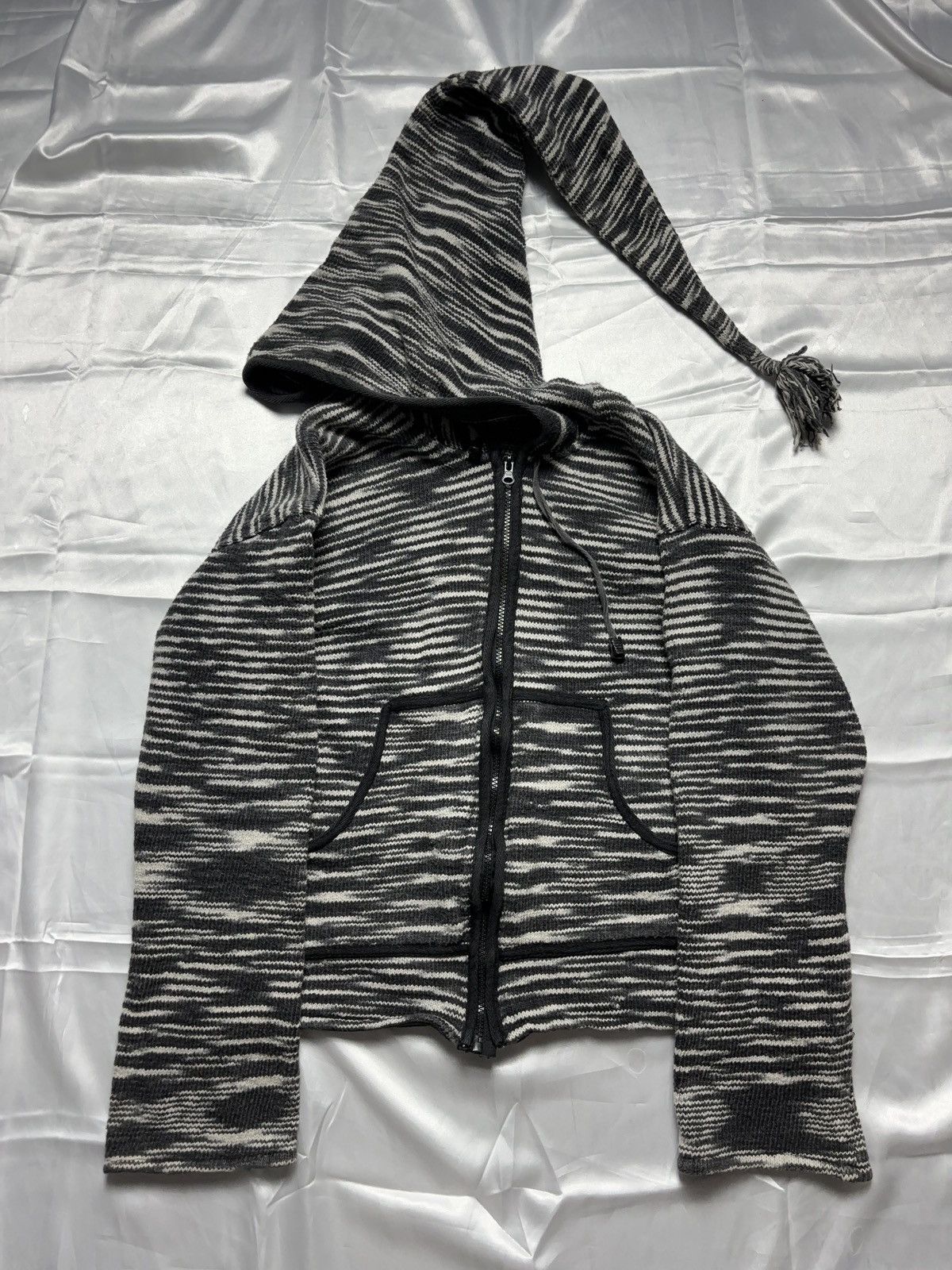 Knit hippie boho style zip hoodie vintage Nepal hand made