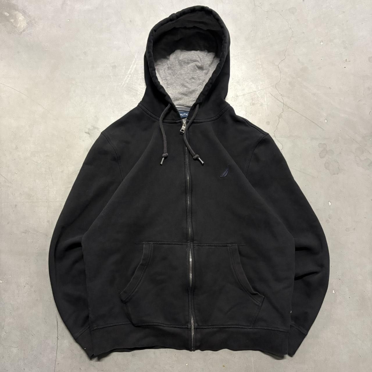 Nautica Crazy Vintage Y2K/2000s Black Nautica Zipup Hoodie with grey lining! Size US L / EU 52-54 / 3 - 1 Thumbnail