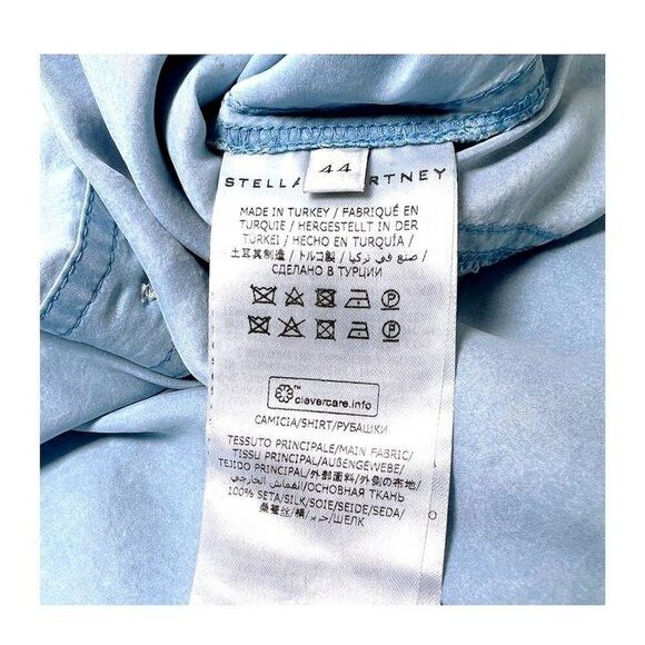 Stella McCartney Stella McCartney Womens Blue Silk Collared Long Sleeve Butto Size L / US 10 / IT 46 - 10 Thumbnail