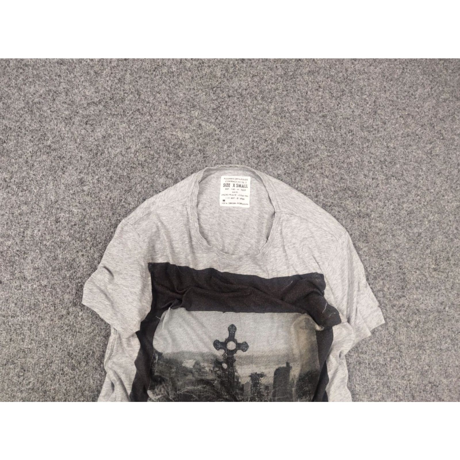 Allsaints Allsaints Spitalfields T-Shirt Gray Logo Art Skull Shirt Mens XS Casual Graphic Print Short Sleeve Crew Neck Size US XS / EU 42 / 0 - 4 Thumbnail