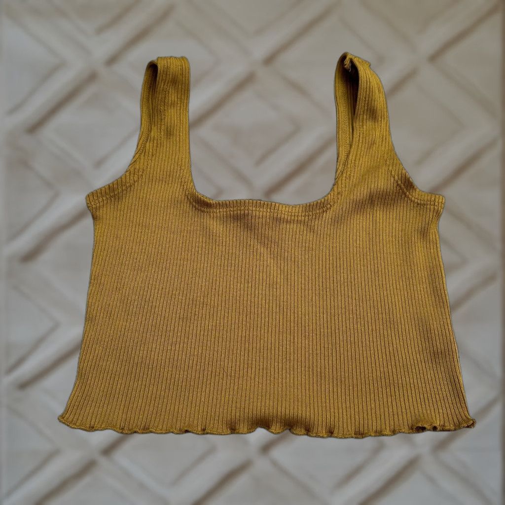 Forever 21 Forever 21 Cropped Top Womens Small Brown Square Neck Sleeveless Ribbed Knit Size S / US 4 / IT 40 - 1 Thumbnail