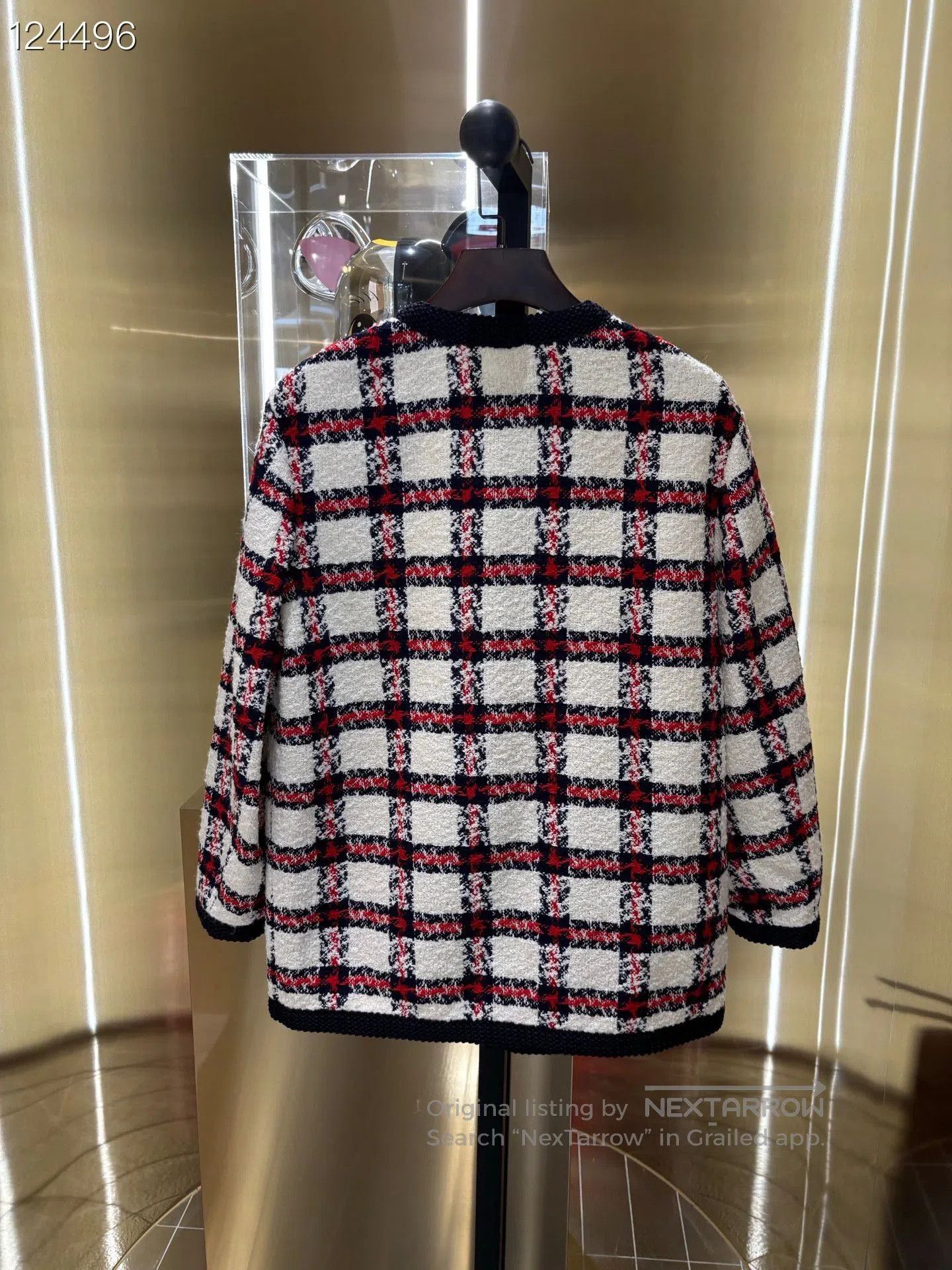 Gucci Gucci Red White Plaid Tweed Coat. Size US XS / EU 42 / 0 - 2 Thumbnail