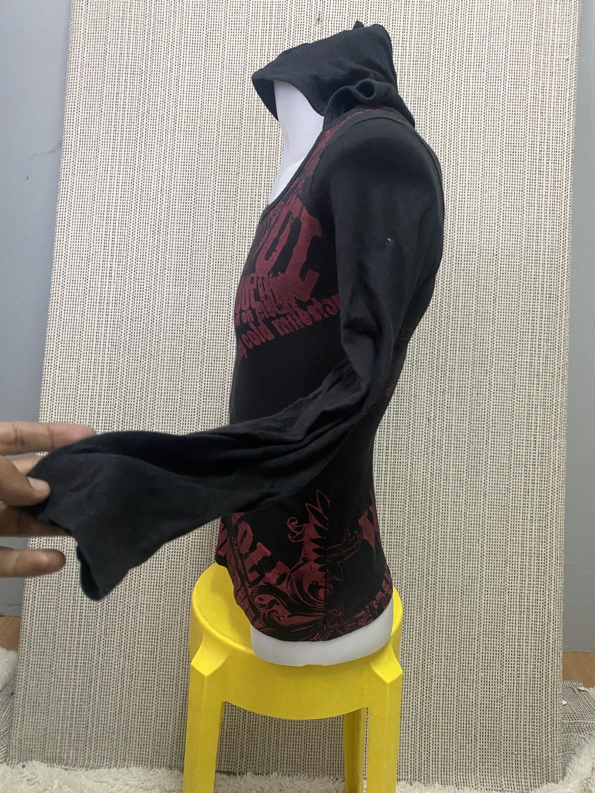 GOSTAR DE FUGA × Japanese Brand × Seditionaries Hoodie Cotton Black Embellished by Rhinestone Los Angeles Size S / US 4 / IT 40 - 4 Thumbnail
