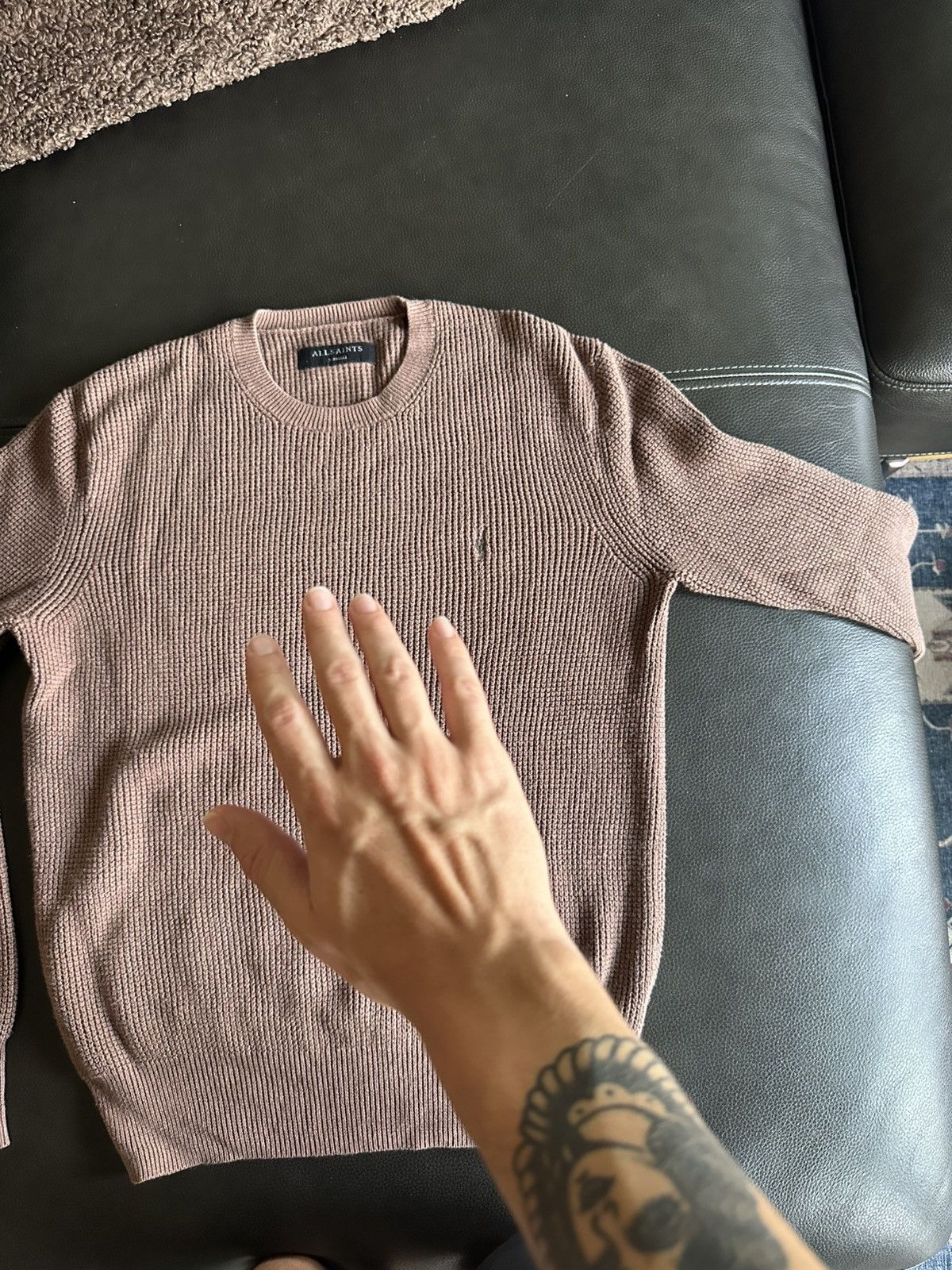 Allsaints AllSaints Mens XS Knit Jumper Sweater Rose Grey Brown Size US XS / EU 42 / 0 - 3 Thumbnail