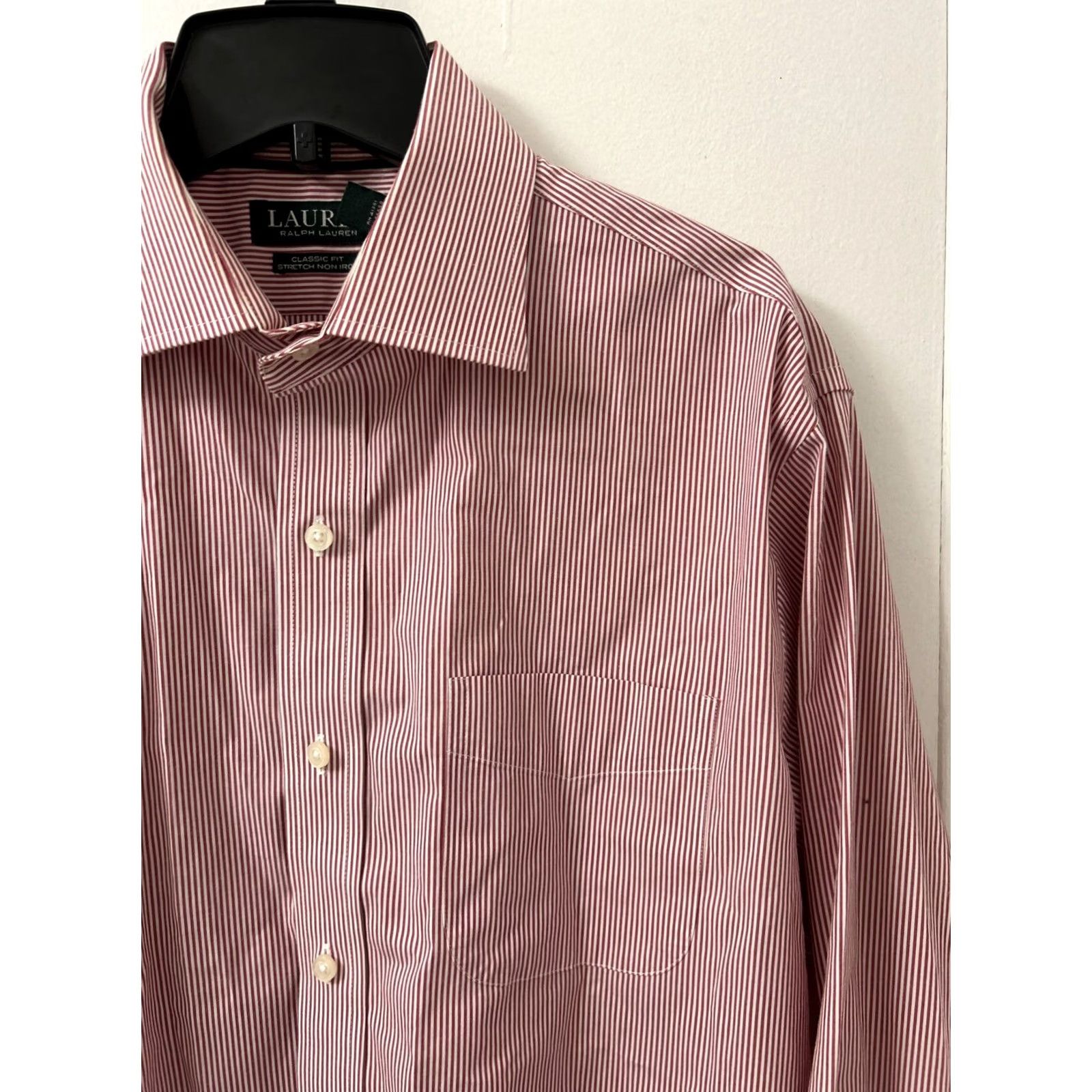 Ralph Lauren Lauren Ralph Lauren Shirt Mens 16 34/35 Red Striped Button Up Stretch Non Iron Size US L / EU 52-54 / 3 - 4 Thumbnail