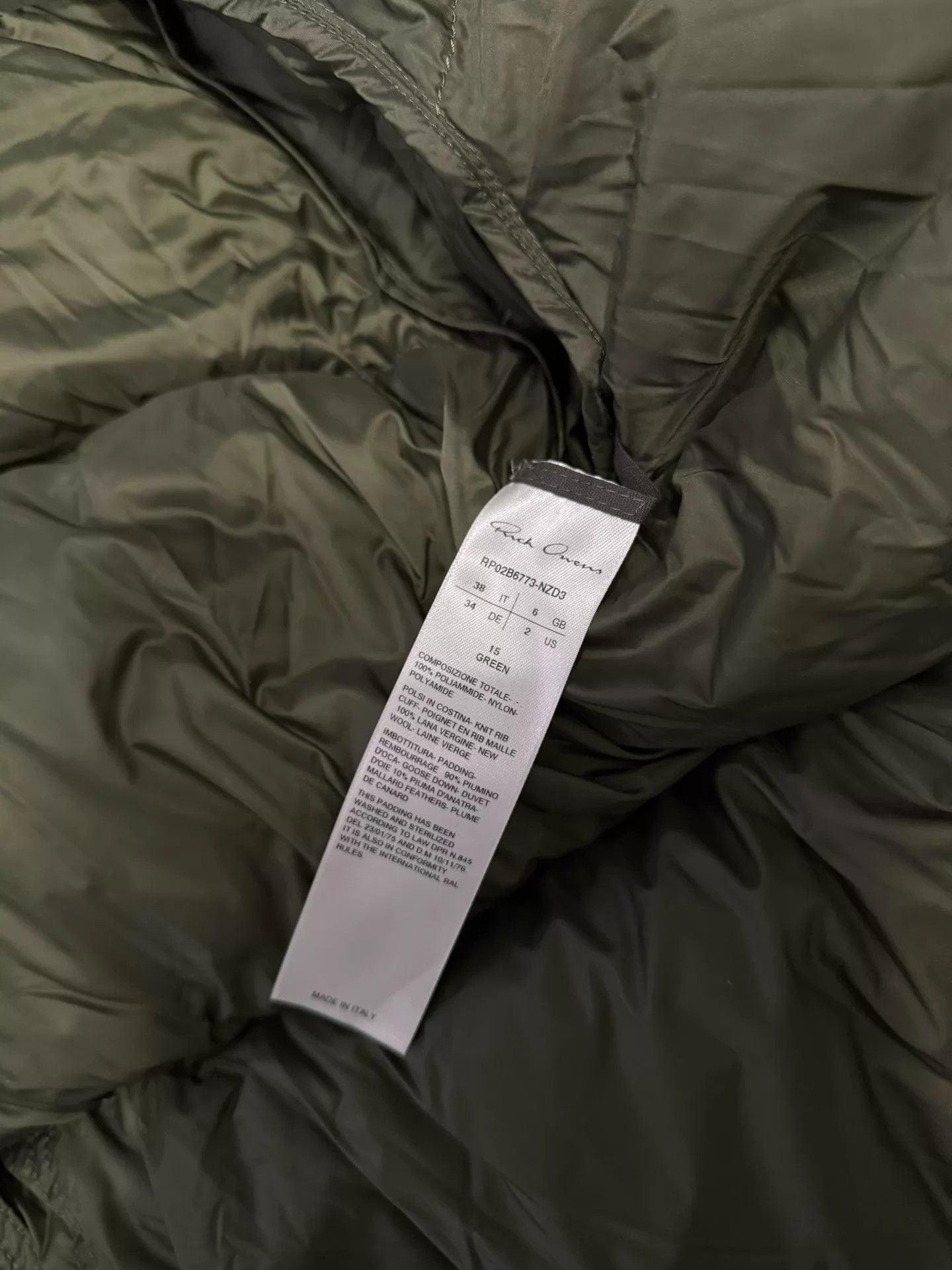 Rick Owens Rick Owens FW22 green oversized down jacket 9/10 Size XS / US 0-2 / IT 36-38 - 3 Thumbnail