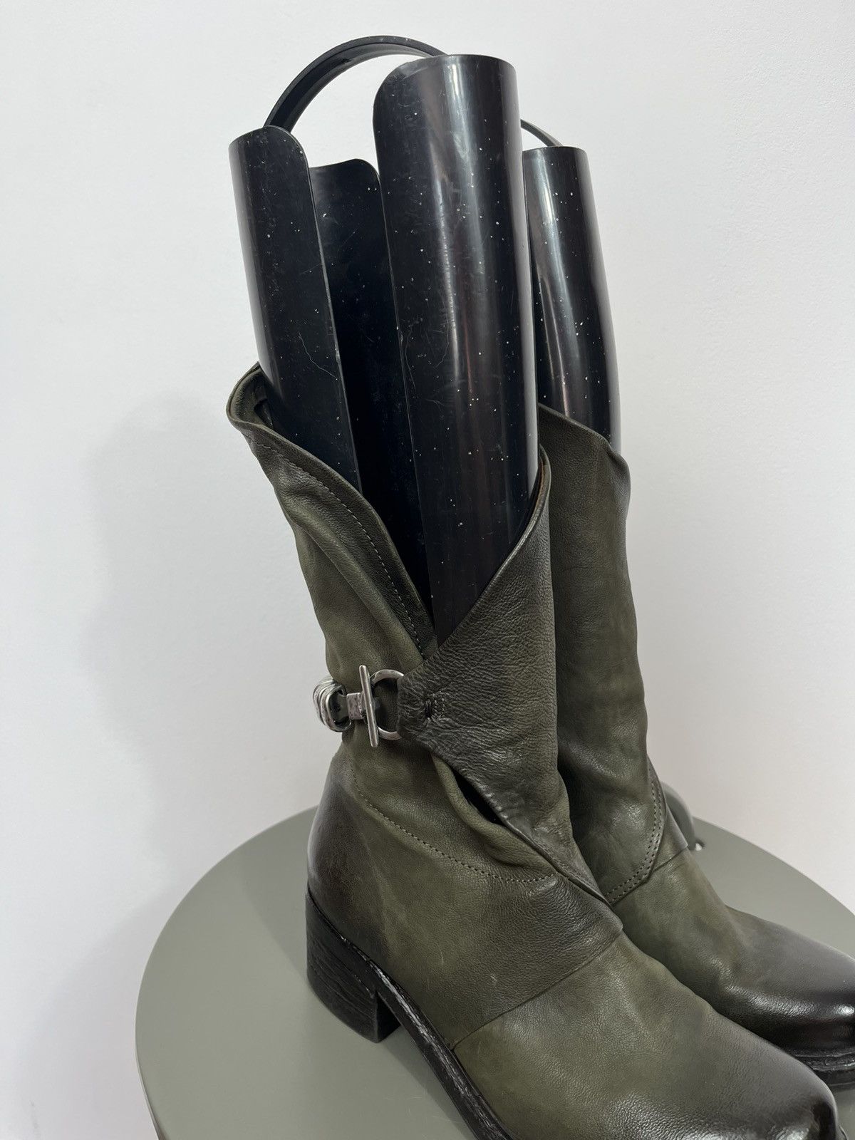 A.S.98 A.S.98 Leather Boots Green Women EU 38 Biker Buckle Zip Size US 7 / IT 37 - 4 Thumbnail
