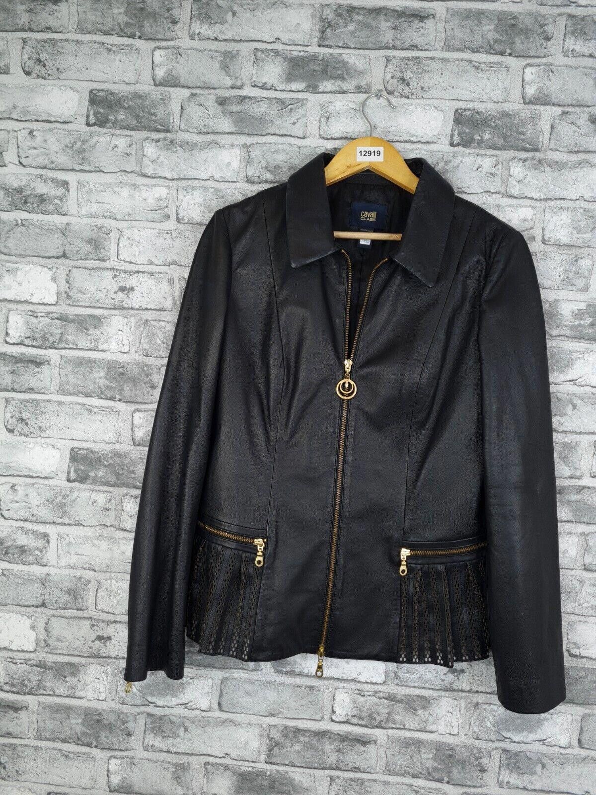 Roberto Cavalli Cavalli Class Leather Jacket Uk 14 Black Rare Coat Size L / US 10 / IT 46 - 2 Thumbnail