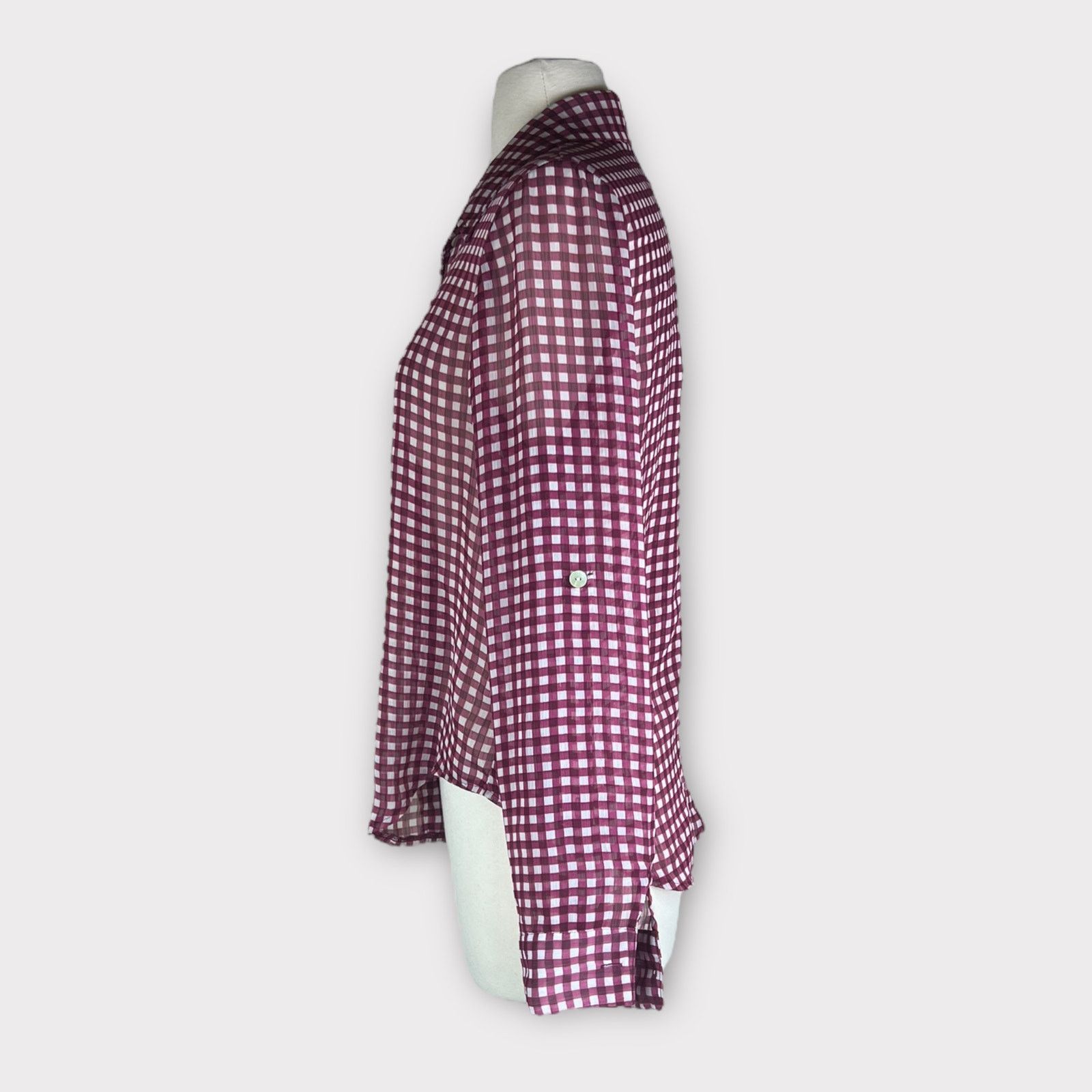 American Rag American Rag | Roll Tab Sleeve Hi Low Sheer Plaid Blouse | S Size S / US 4 / IT 40 - 2 Thumbnail