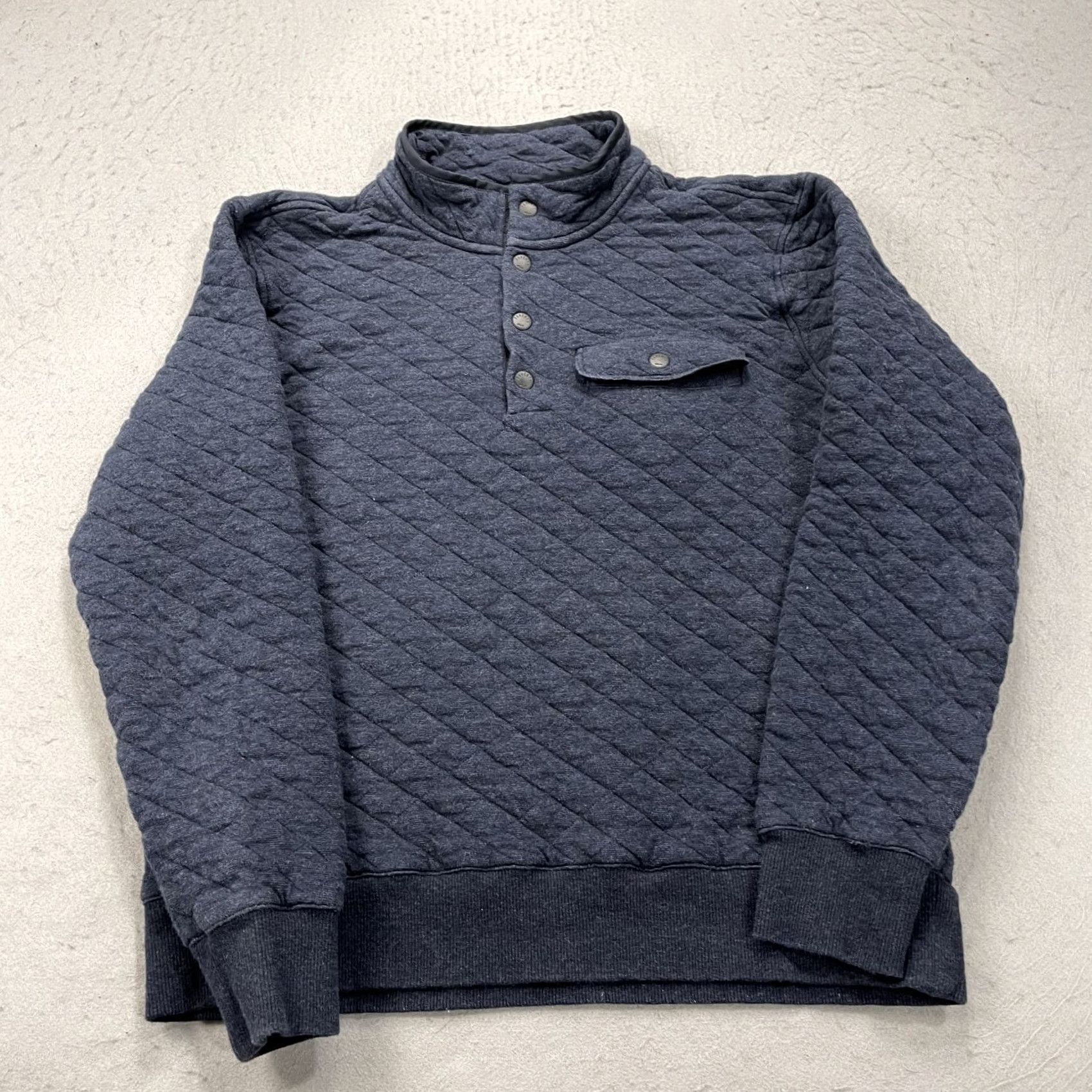 Faherty Faherty Jacket Mens Medium Blue Quilted Snap T Pullover Cotton Blend Mock Neck Mens Jacket Quilted Blue Faherty Size US M / EU 48-50 / 2 - 2 Thumbnail