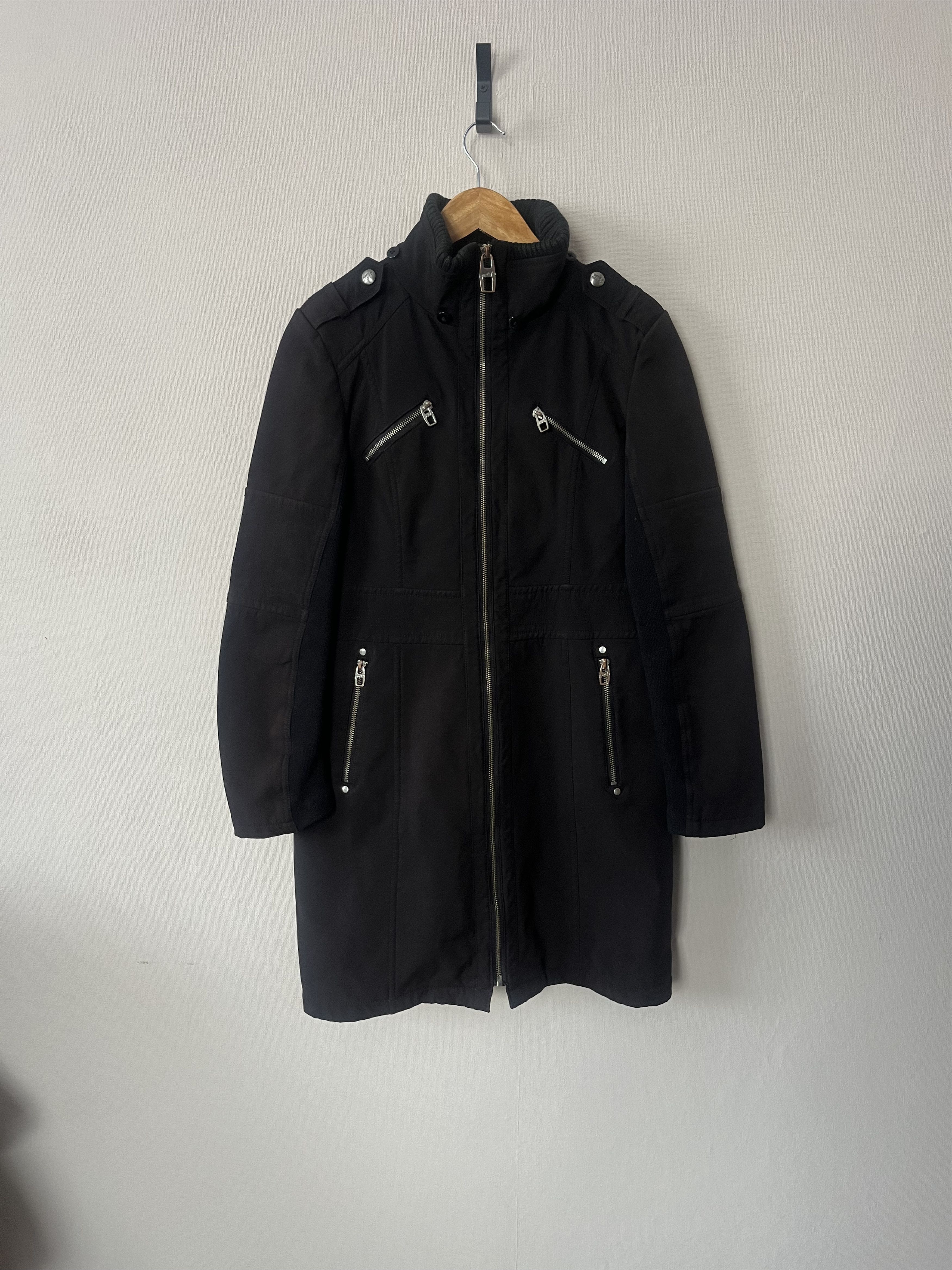 Miss Sixty M60 Miss Sixty Women's Black Coat Zip Pocket Jacket Long Size S / US 4 / IT 40 - 1 Thumbnail