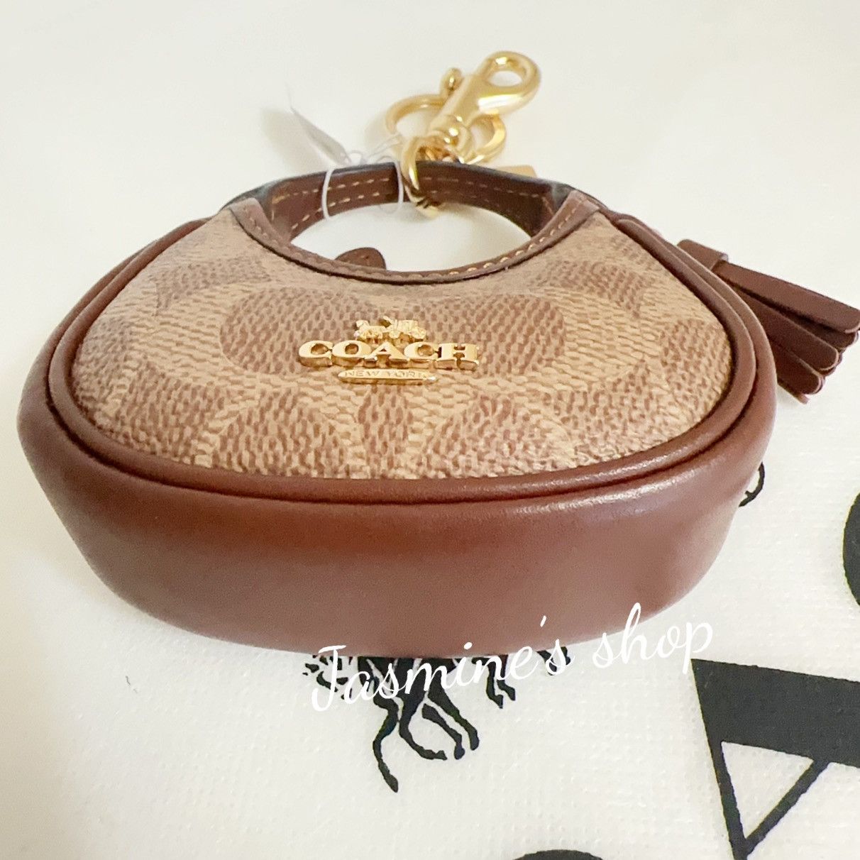 Coach NWT Coach Mini Carmen Bag Charm Gold/Tan/Brown CBK67 Size ONE SIZE - 5 Thumbnail