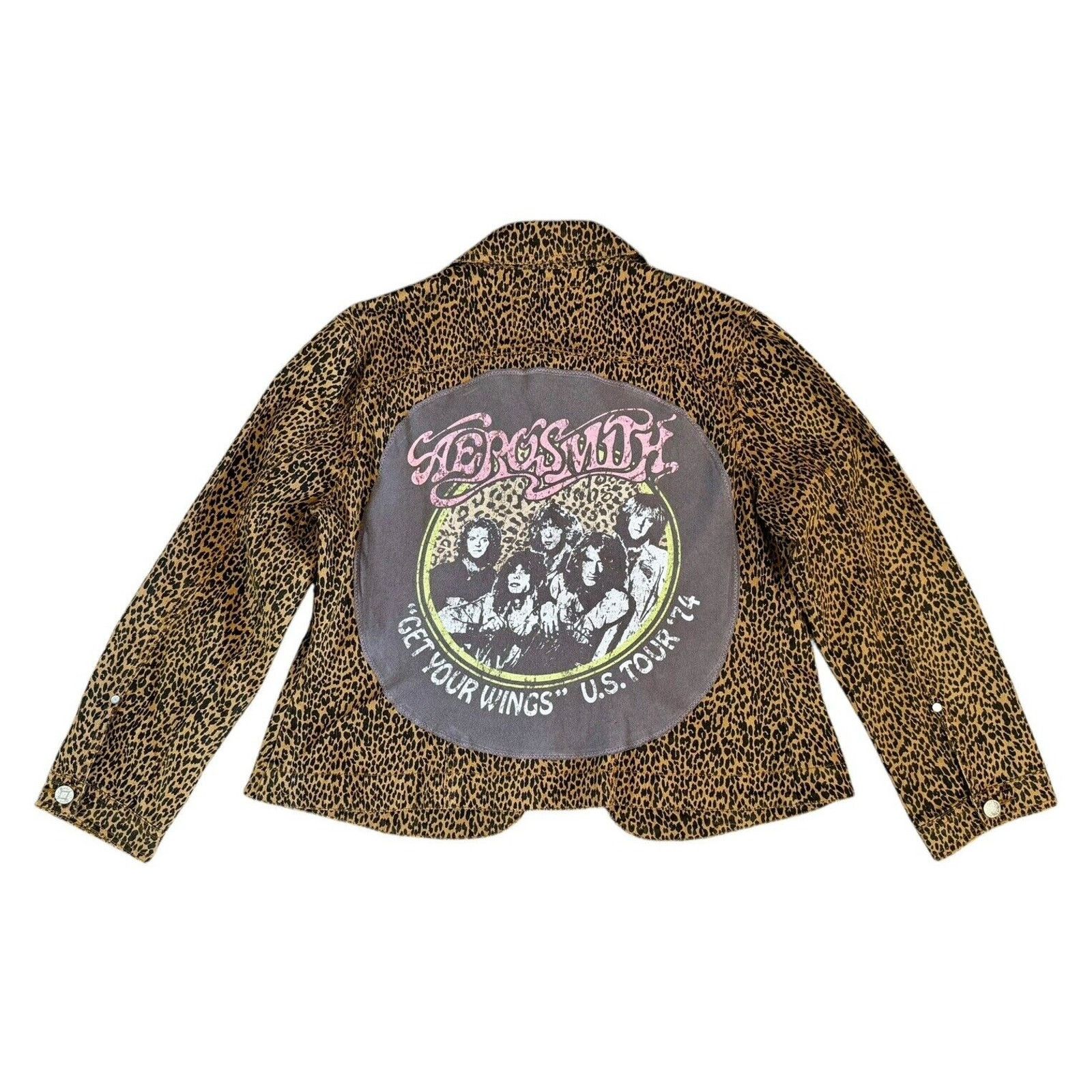 Other AEROSMITH Leopard Rhinestone Upcycled Retro Vintage Jacket Size XL / US 12-14 / IT 48-50 - 8 Thumbnail