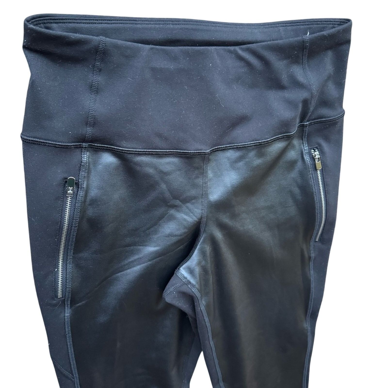 Old Navy New Old Navy Womens Medium Pleather Front Leggings w Pockets Size 29" - 2 Thumbnail