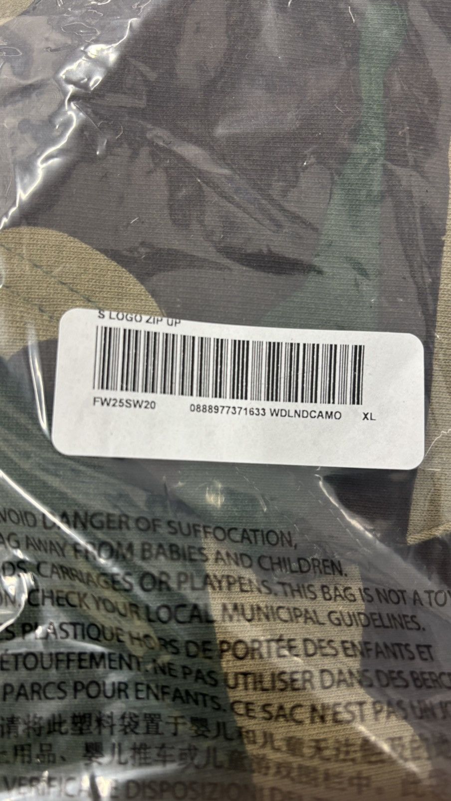 Supreme “S Logo” Zip Up Sweatshirt, Woodland Camo (XL) [F/W 25] Size US XL / EU 56 / 4 - 5 Thumbnail
